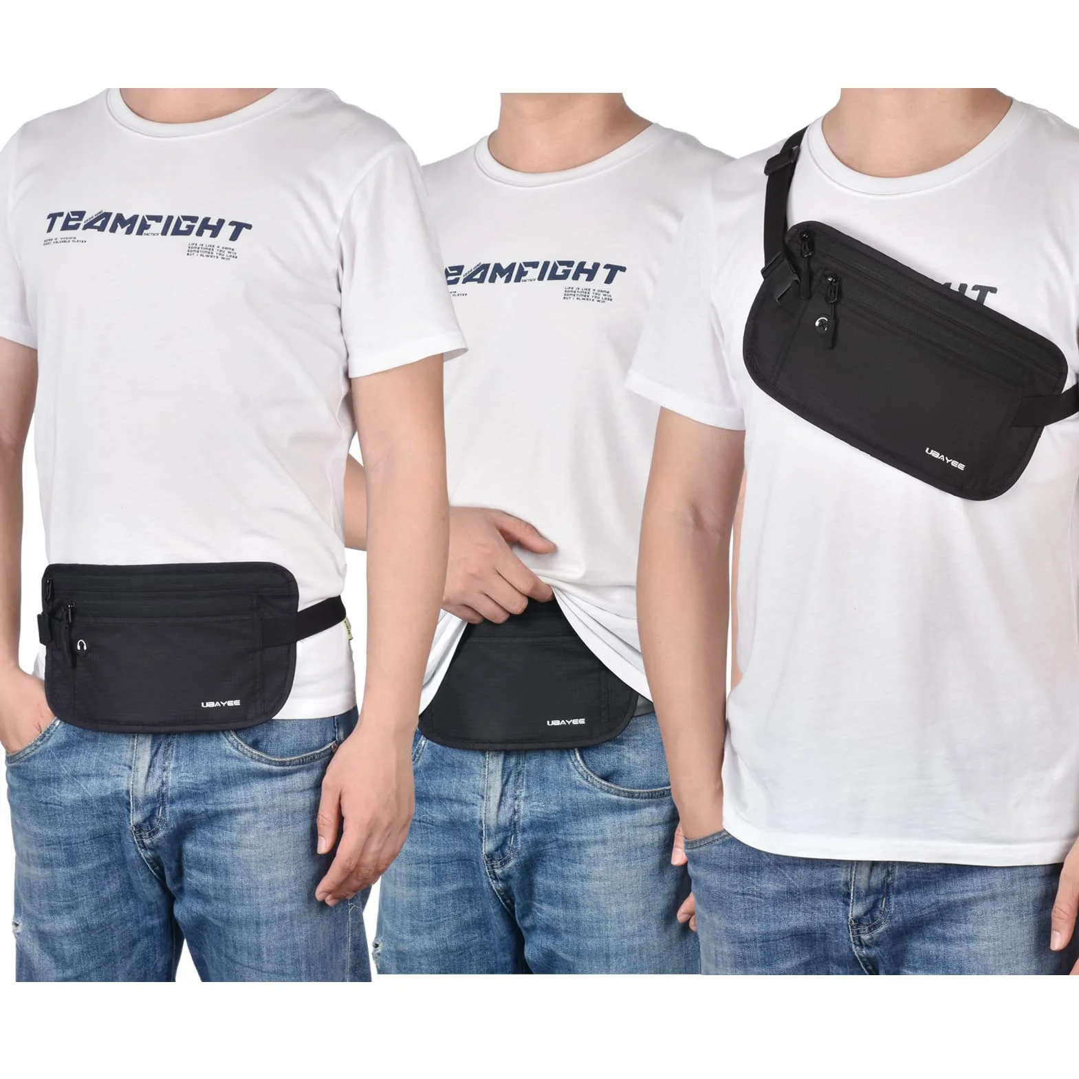 Saszetka Podróżne Ukryte pod Ubraniami z Blokadą RFID (Czarny)