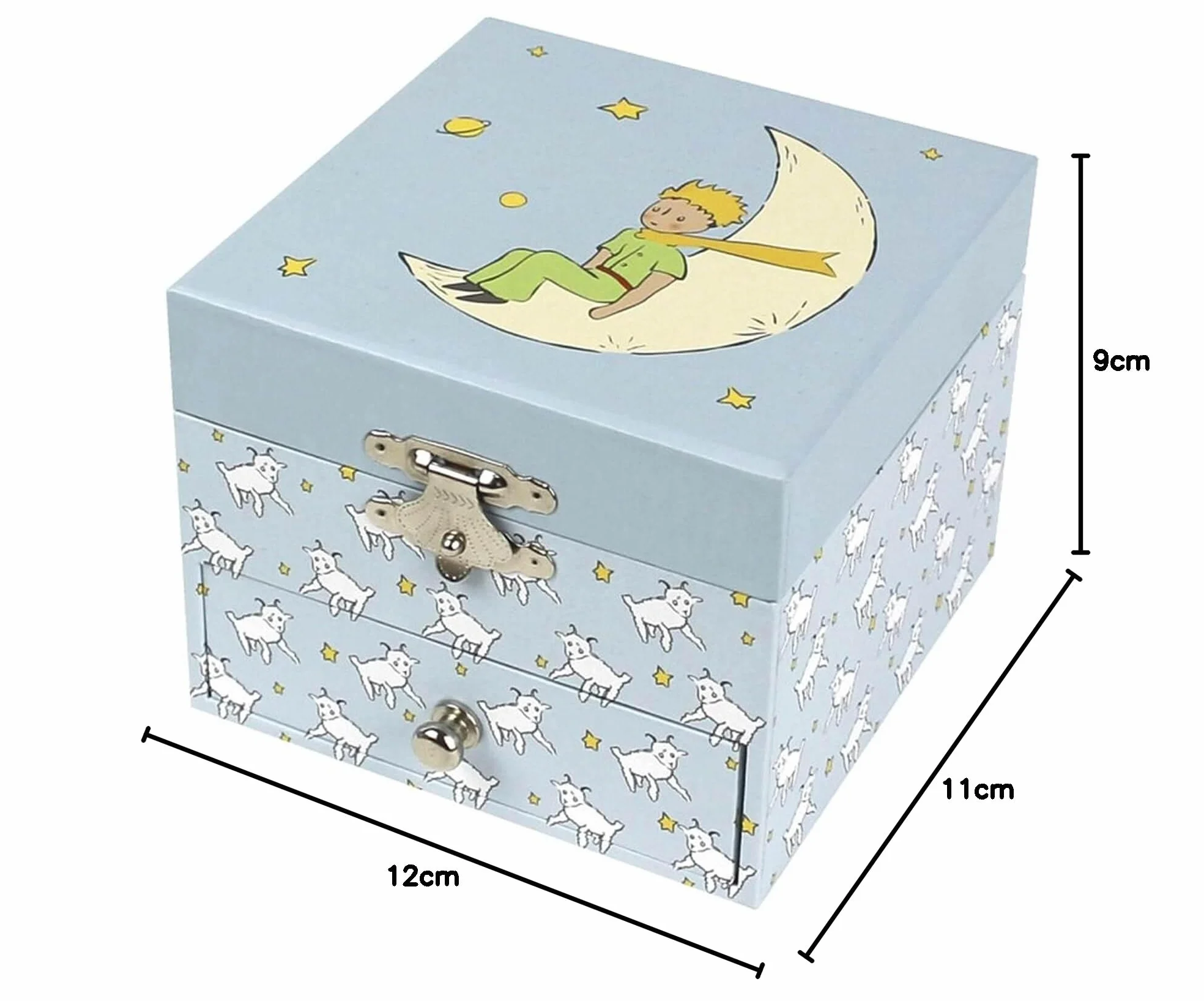 Trousselier - Le Petit Prince Saint Exupéry - Pudełko ze skarbami i biżuterią muzyczną - Idealny prezent dla dzieci - fosforyzujący świeci w nocy Piękny Dunaj Straussa