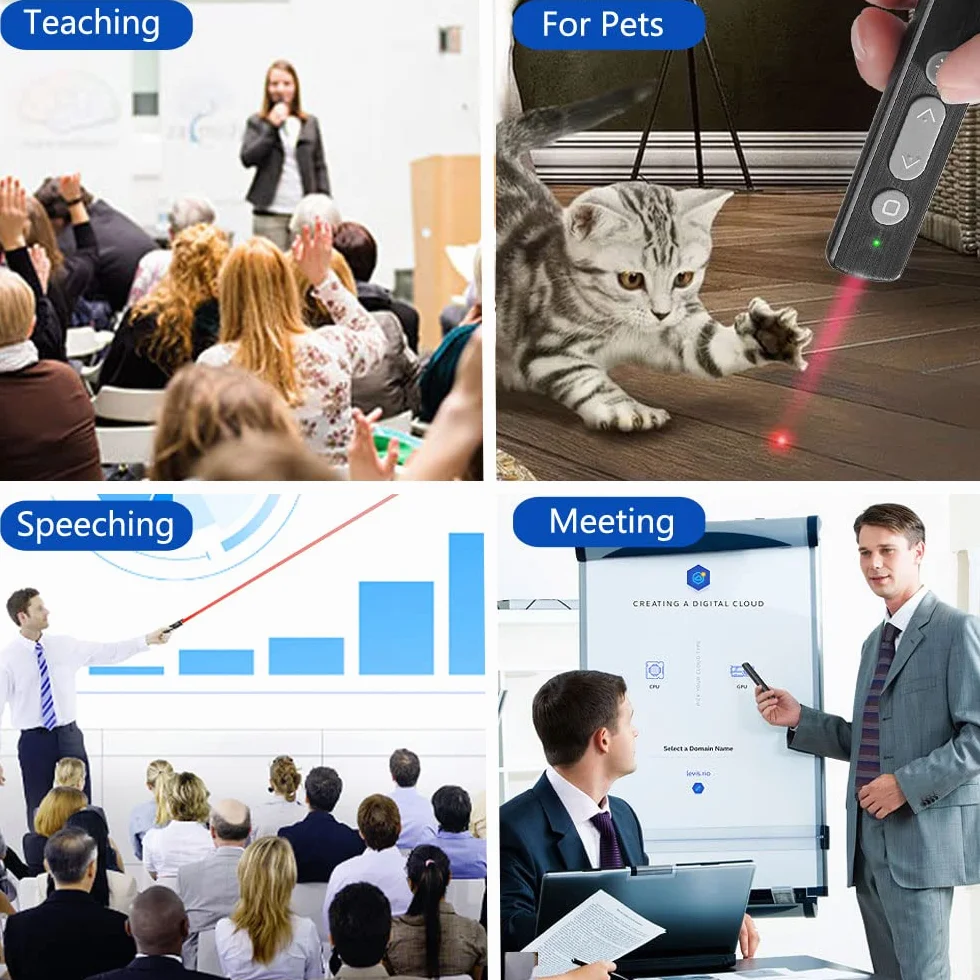 Kinizuxi Zatrzask prezentacyjny dla Powerpoint z hiperłączem i głośnością, bezprzewodowy prezenter 2,4 GHz, zdalny wskaźnik prezentacji, przesuwany Advancer PPT Clicker do komputera Mac, laptopa