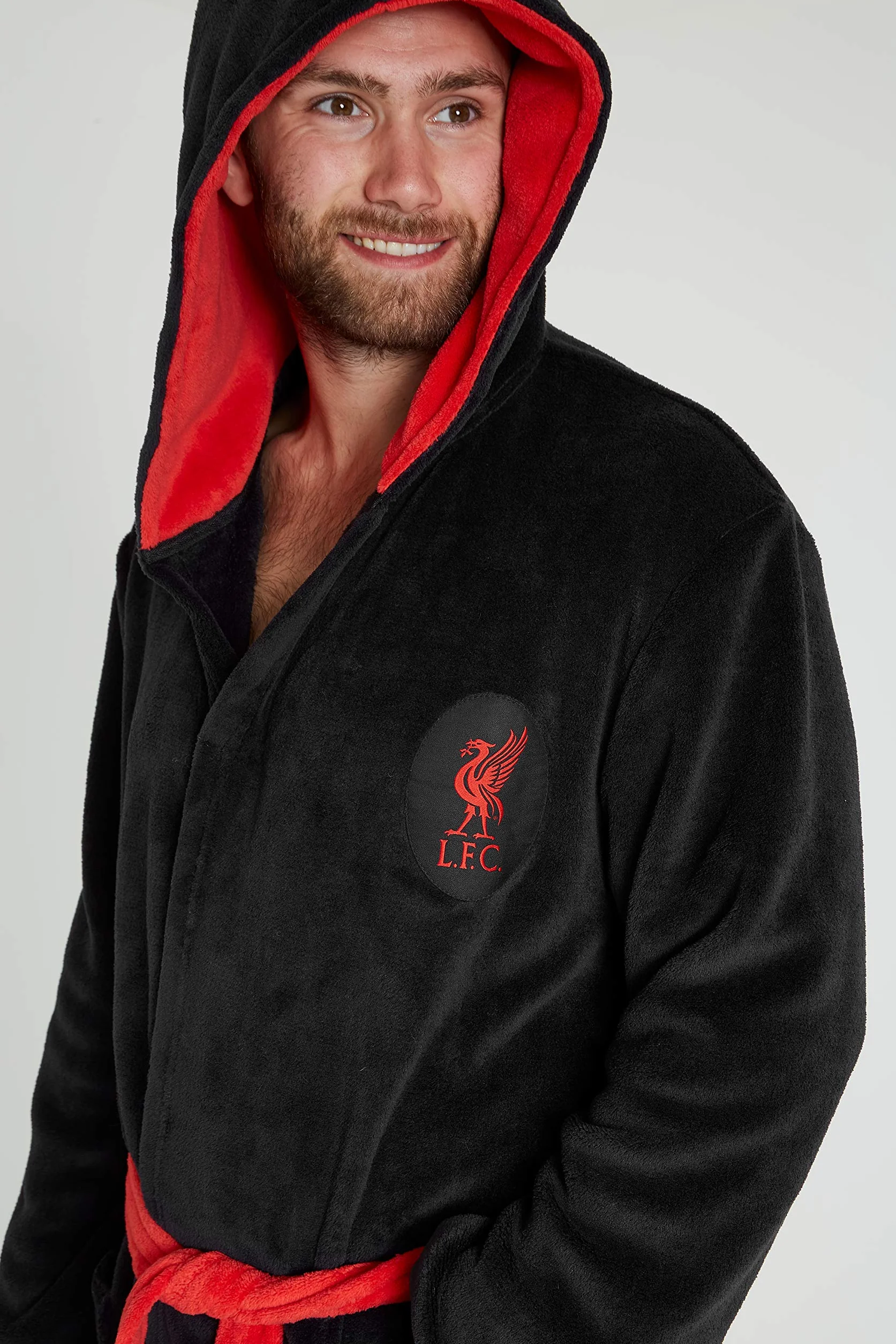 Liverpool F.C. Szlafrok dla mężczyzn, męski polarowy szlafrok z kapturem, prezenty piłkarskie