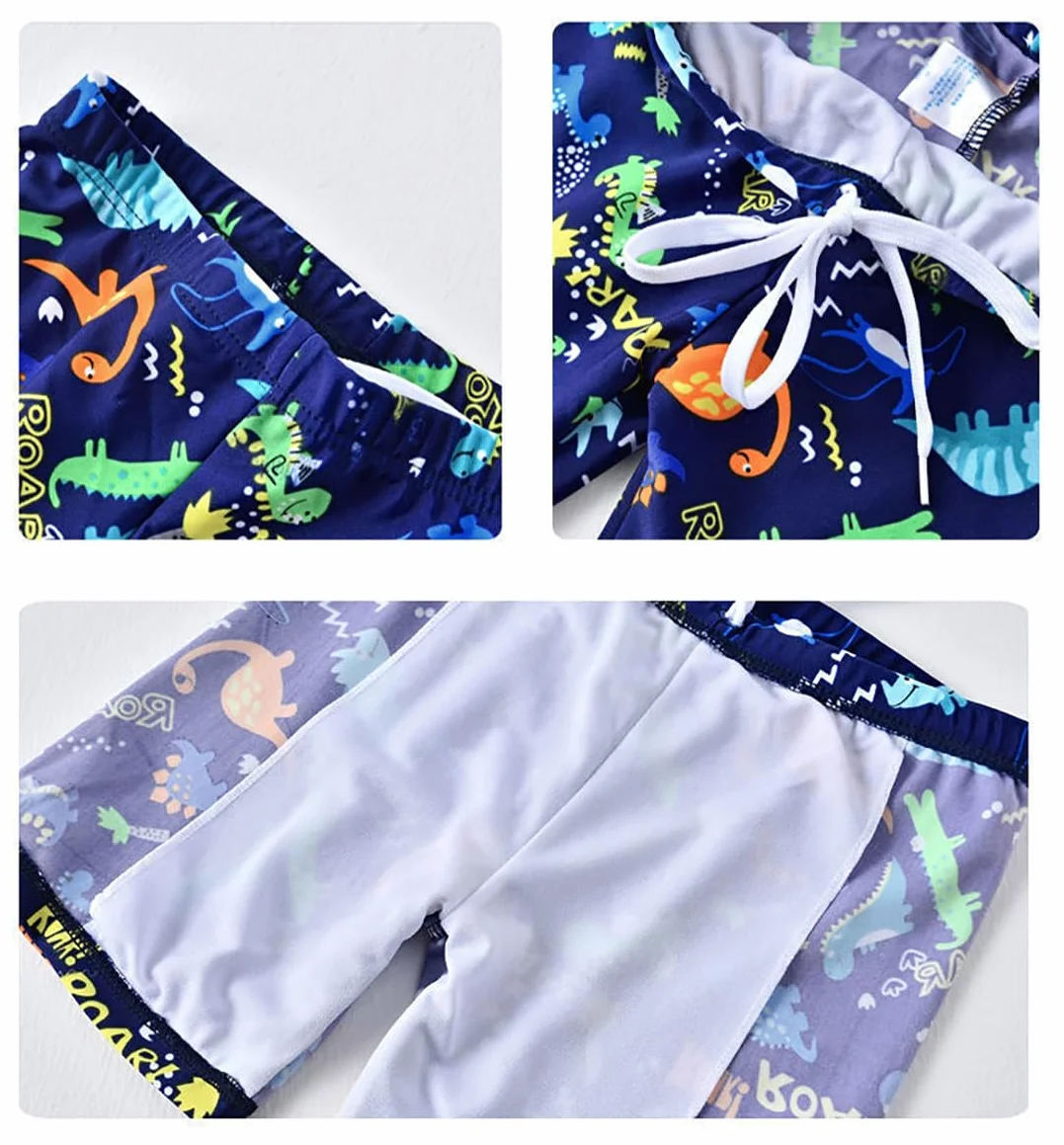 Chłopięcy kostium pływacki dla dzieci dwuczęściowy strój kąpielowy dziecięcy Rash Guard T-shirt szorty kąpielowe zestaw dinozaurów stroje kąpielowe