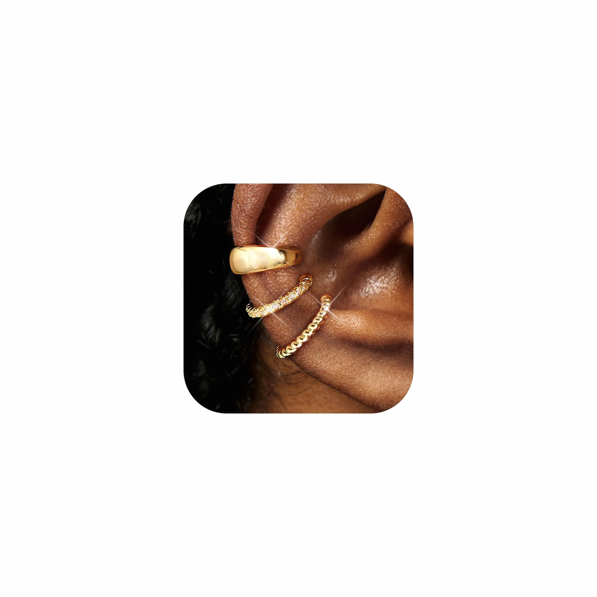 Diamday 3 sztuki kolczyków dla kobiet, Fake Helix Piercing Clip Clip Ear Cuff