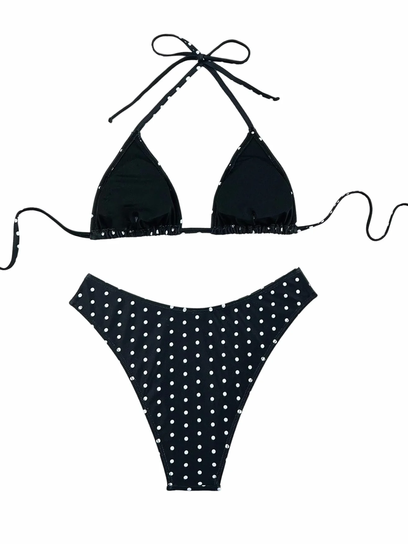 GORGLITTER Damski zestaw bikini w kropki, dwuczęściowy trójkąt bikini, wysoki stan, spodnie bikini bez fiszbin, na lato, moda plażowa