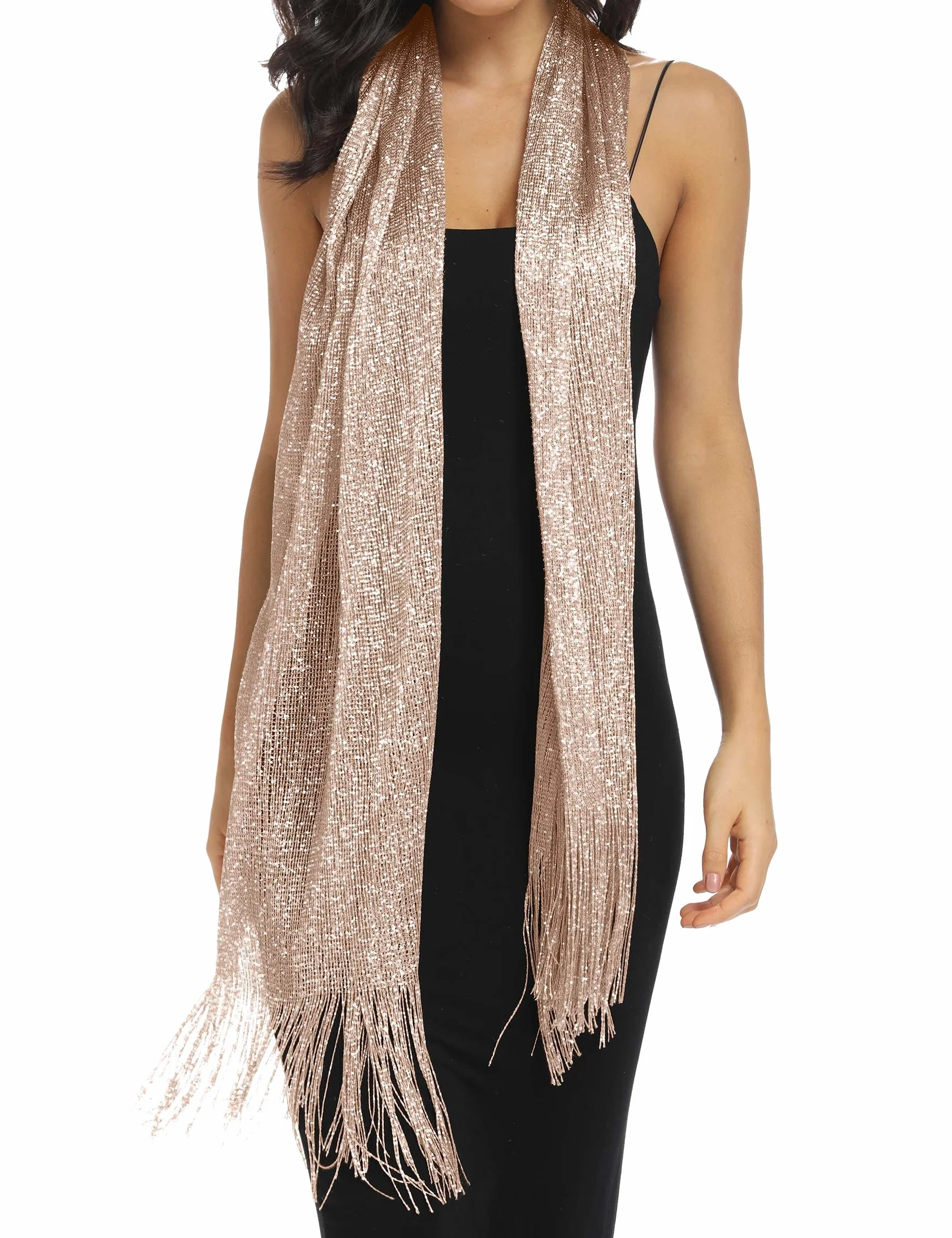 Rheane Shawls and Wraps for Evening Dresses Silver Shawl Shall for Women Dress Cover Up Formal Evening Wraps and Shawls Formal Sheer Dressy Scarf (Warm Taupe)