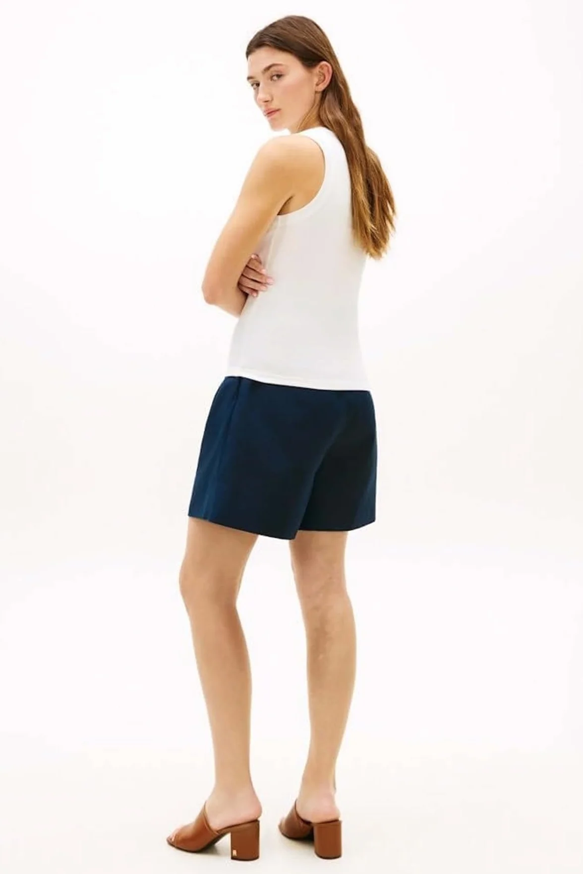 Tommy Hilfiger Damska koszulka bez rękawów Slim Cody C-Nk WW0WW47806, biały, L