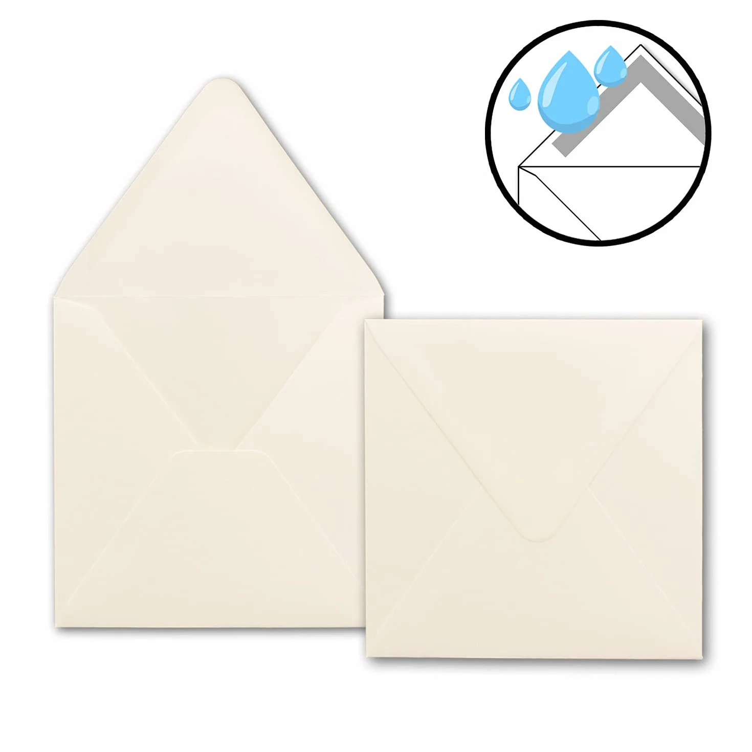 Koperty kwadratowe, 15 x 15 cm, kremowo-białe, na specjalne okazje, 120 g/m², opakowanie 25 sztuk, kolaż na mokro