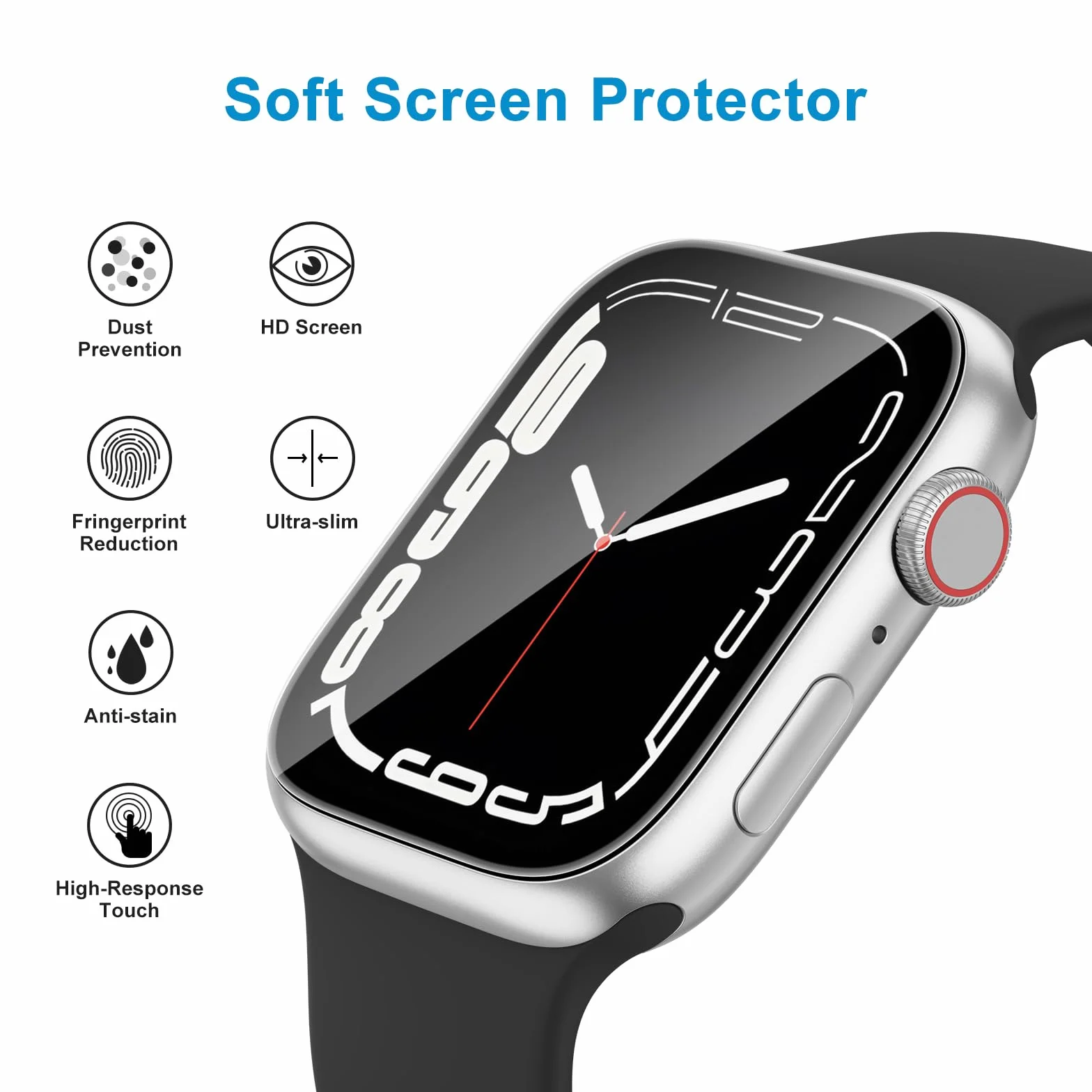 Mugust Folia ochronna do zegarka Apple Watch Series SE3/SE2/SE/6/5/4, 44 mm, elastyczny TPU, do iWatch 44 mm, ochrona wyświetlacza bez pęcherzyków powietrza, miękka folia HD przezroczysta na