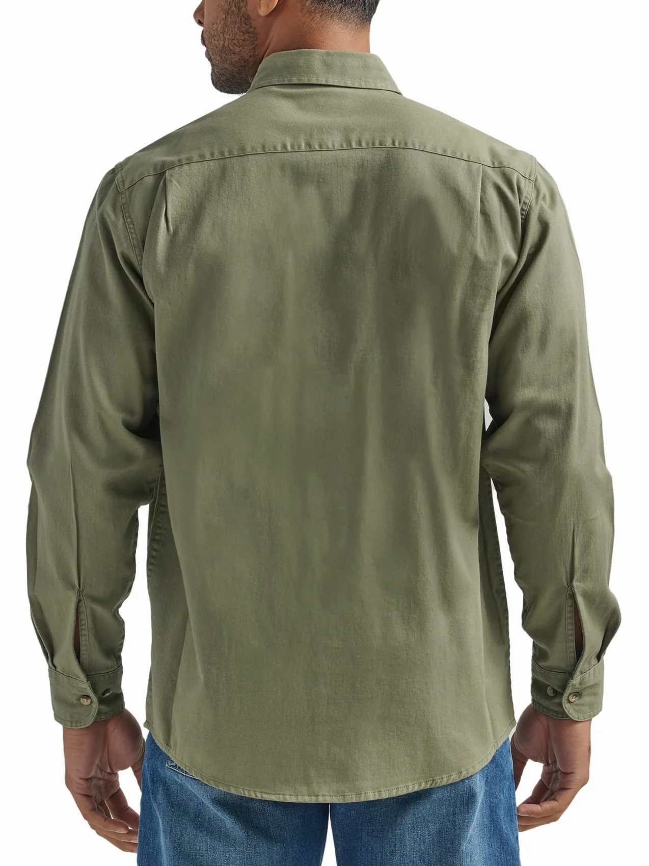 Wrangler Authentics Męska koszula z długim rękawem klasyczna tkana guzik, Spalona oliwka, M
