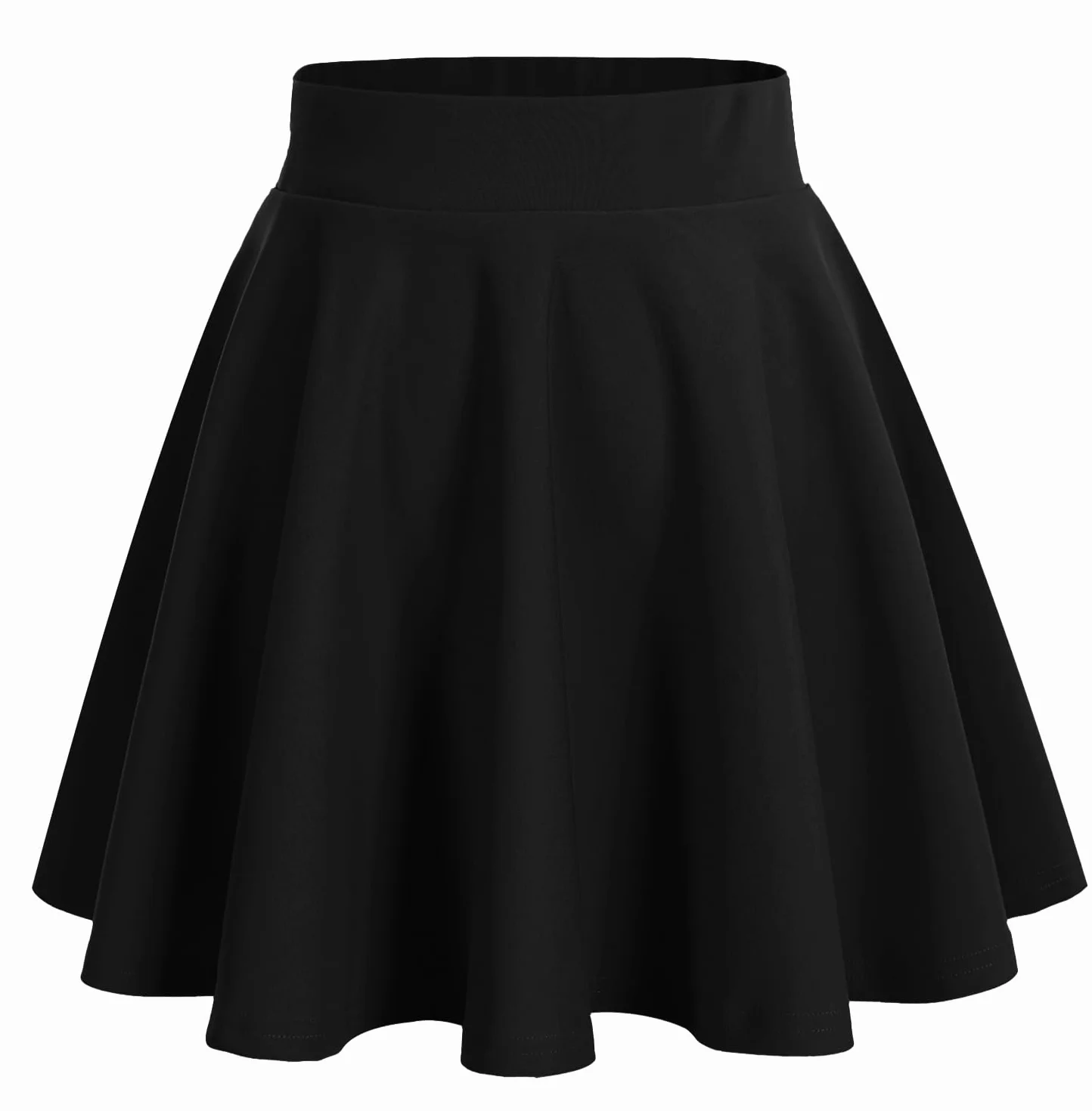 DRESSTELLS Damska podstawowa solidna wszechstronna elastyczna nieformalna spódnica mini z dzwoneczkiem