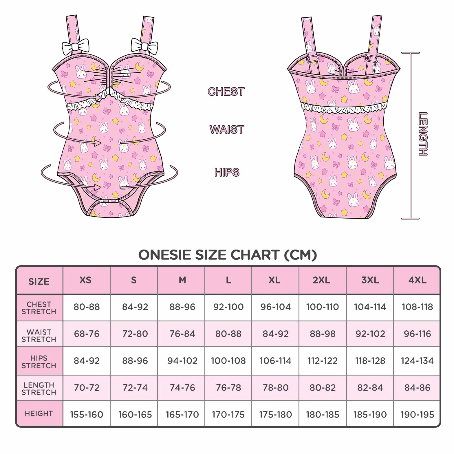 LittleForBig Bawełniany śpioszki Onesie Piżama Bodysuit-Usagi Moon/miś przyjaciele