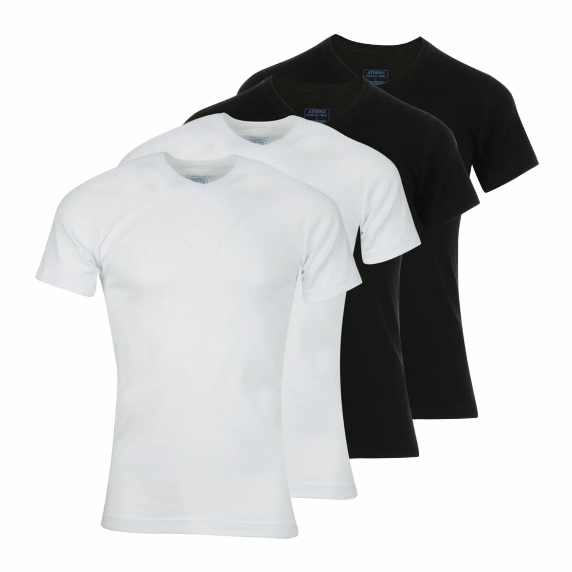 Athena Męska koszulka Promo Cotton Bio podkoszulek (4 sztuki), wielobarwny (Blanc/Blanc/Noir/Noir 9050), M