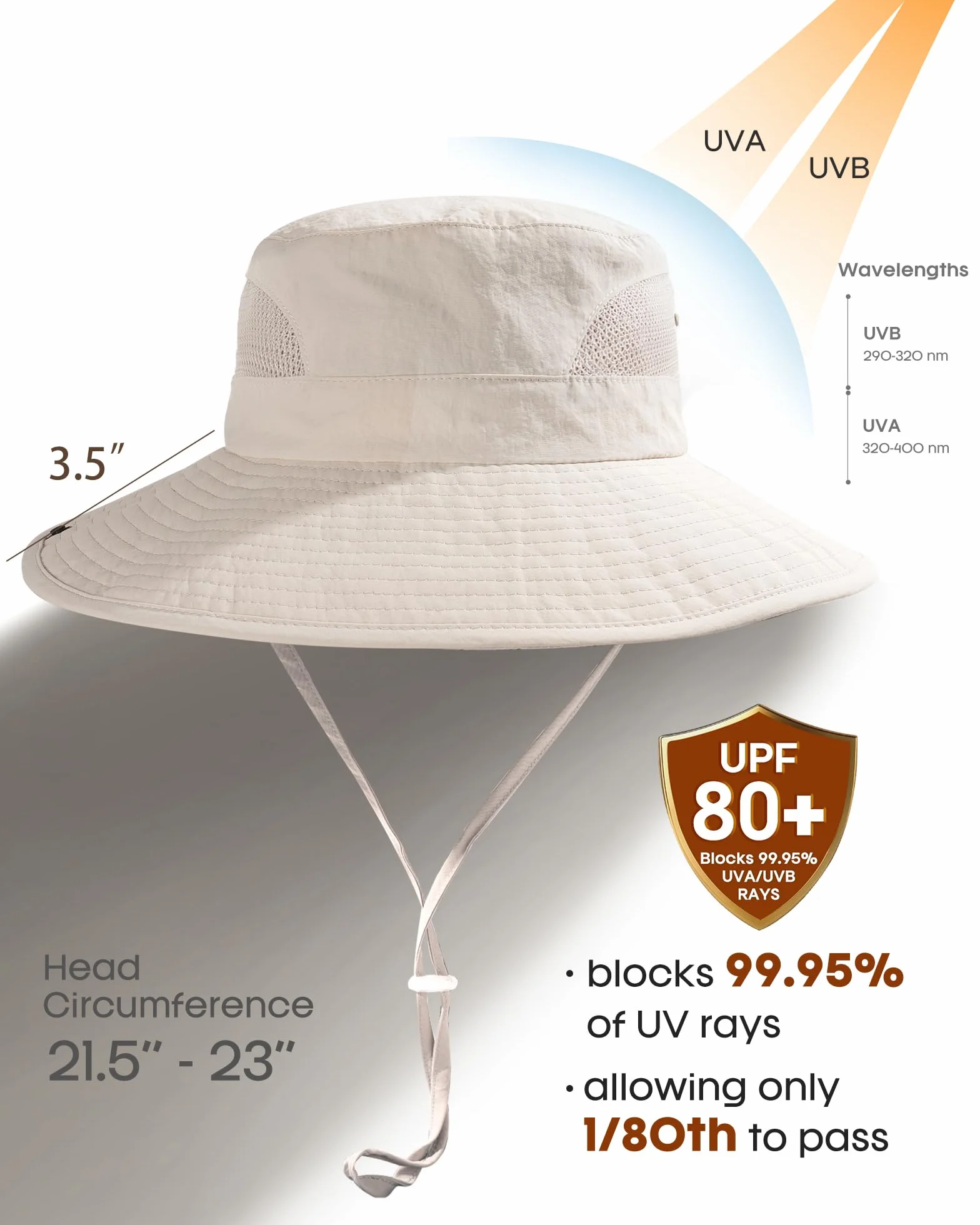 FURTALK Damski kapelusz przeciwsłoneczny z otworem w kucyk plaża turystyka lato szerokie rondo UPF 80+ ochrona na zewnątrz składany kapelusz typu bucket hat