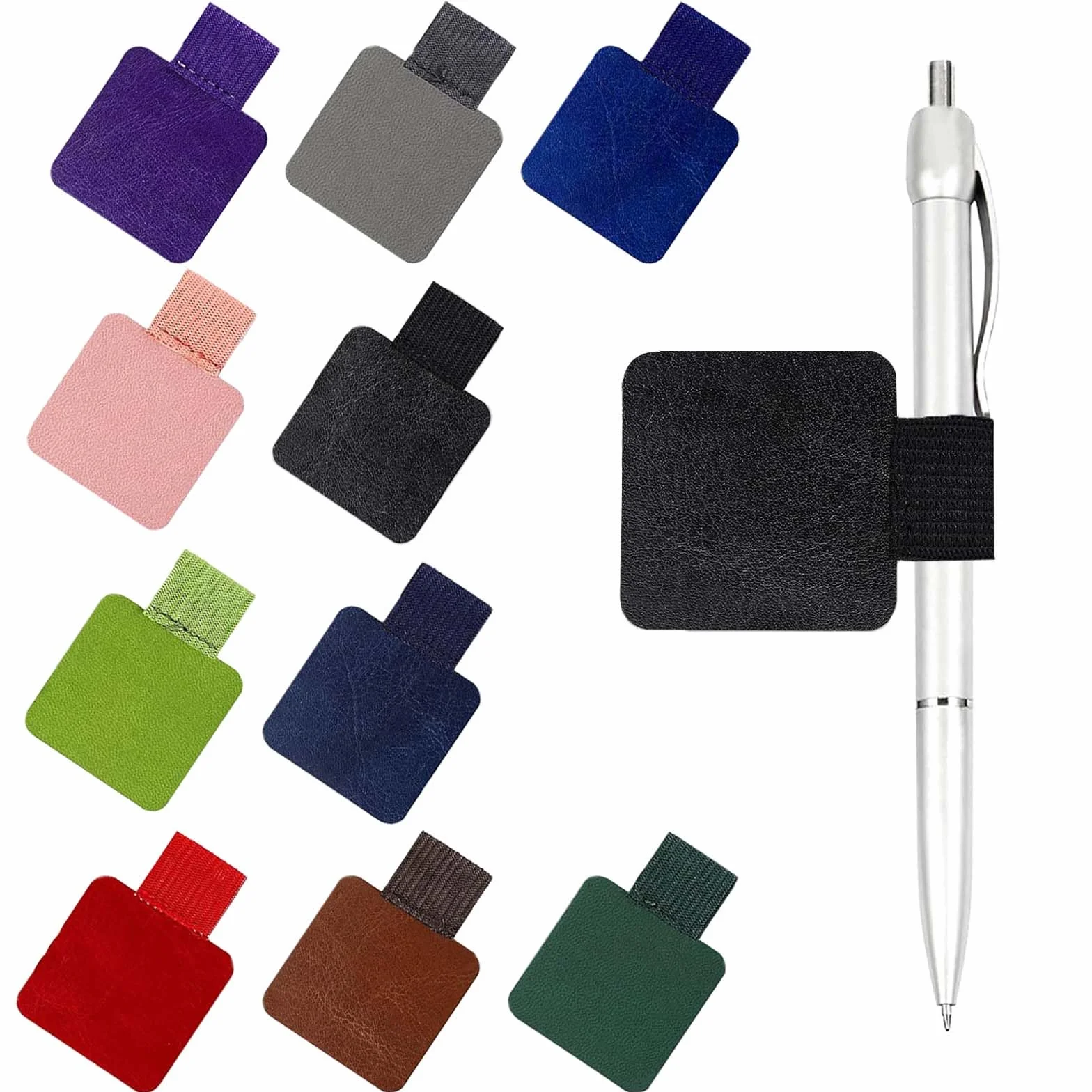 10 sztuk samoprzylepnych szlufek na długopis z elastyczną pętelką, ze skóry poliuretanowej (PU), uchwyt na długopis Apple Pencil i rysik, samoprzylepny uchwyt na tablet, pamiętnik, kalendarz, notatnik