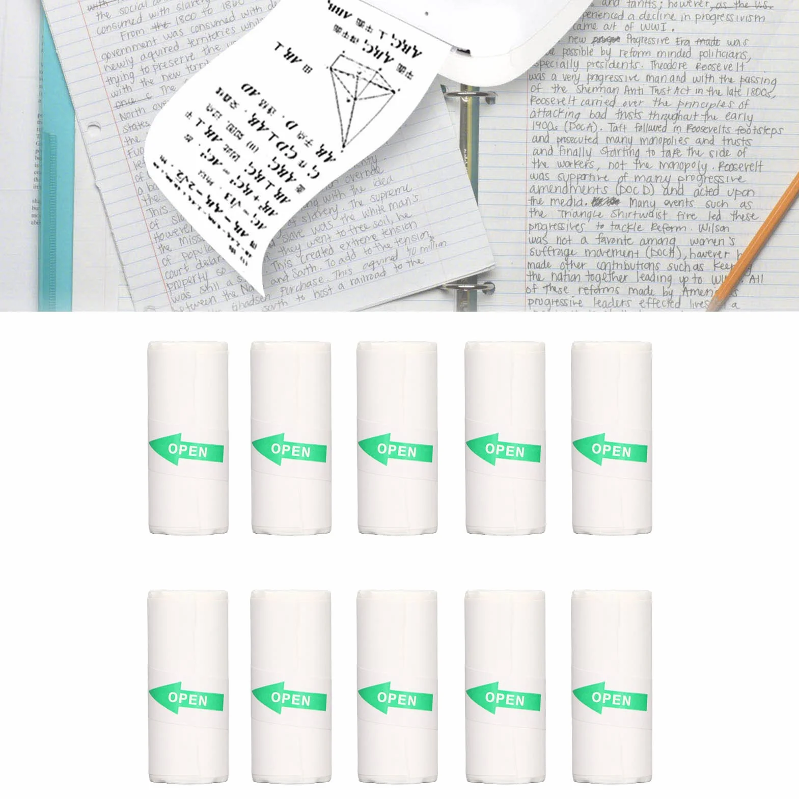 57x25mm 10 Rolek Rolki Papieru Termicznego Paragon Mini Drukarka Termiczna, Mini Papier do Drukarki Naklejki Papier do Terminali POS Kasy Fiskalne