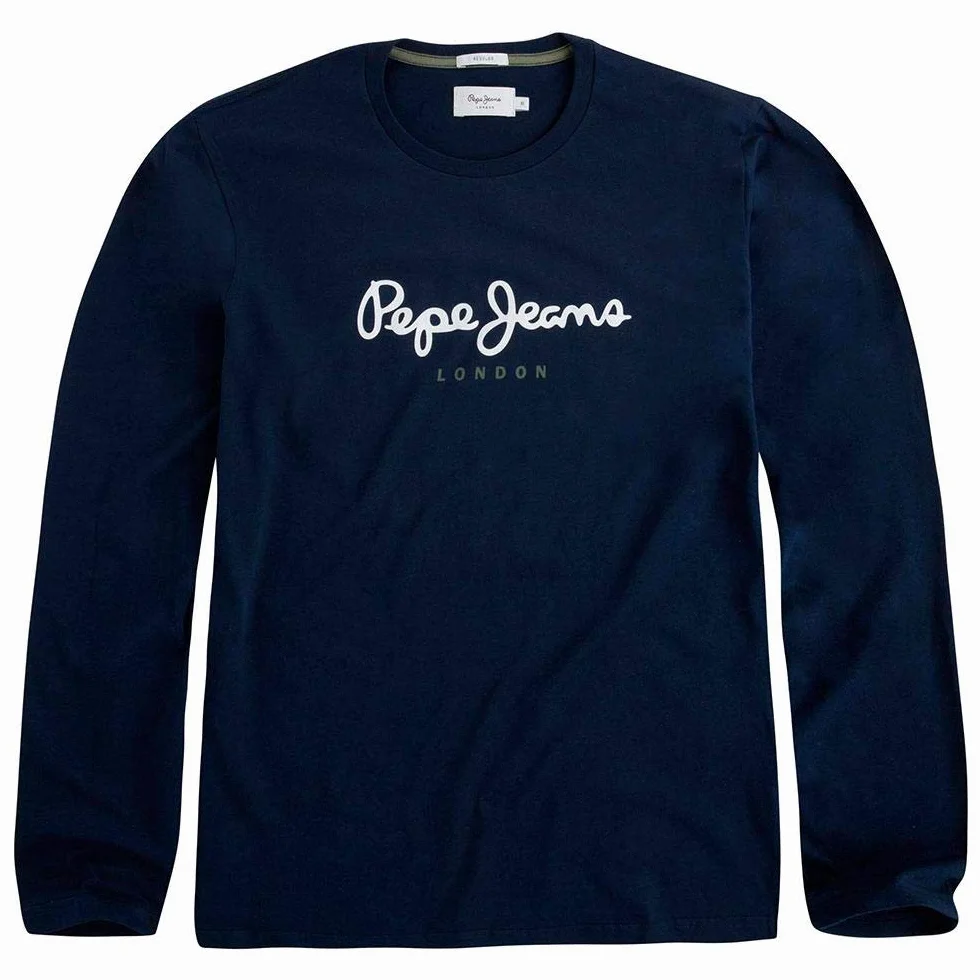 Pepe Jeans męska koszulka Eggo slim fit długi rękaw niebieska