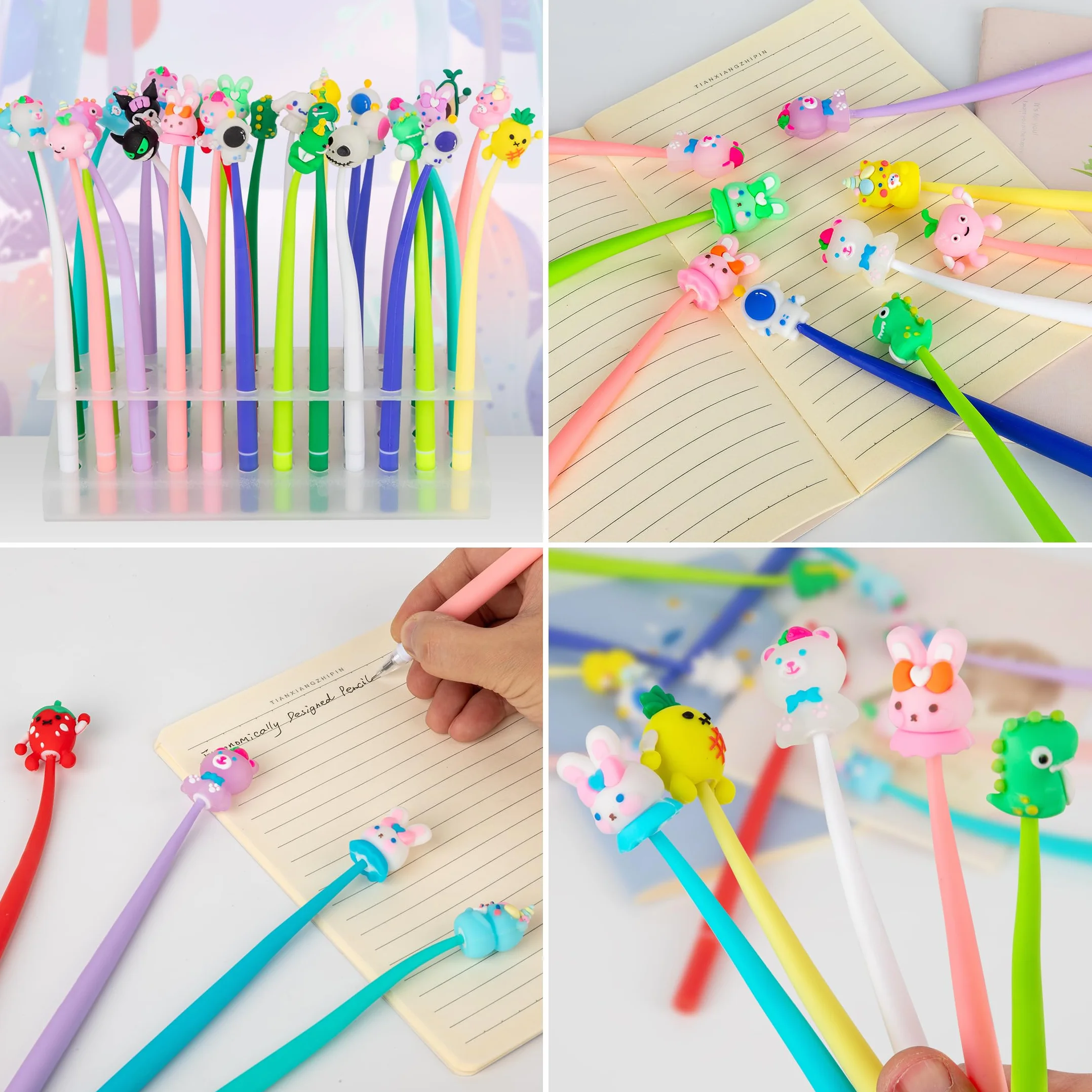 Zestaw 30 zabawnych długopisów żelowych, długopisy żelowe Kawaii ze zwierzętami, fidget pen dla dzieci, fajne długopisy, długopisy squishy na upominki na urodziny dziecka, gadżety na urodziny dziecka