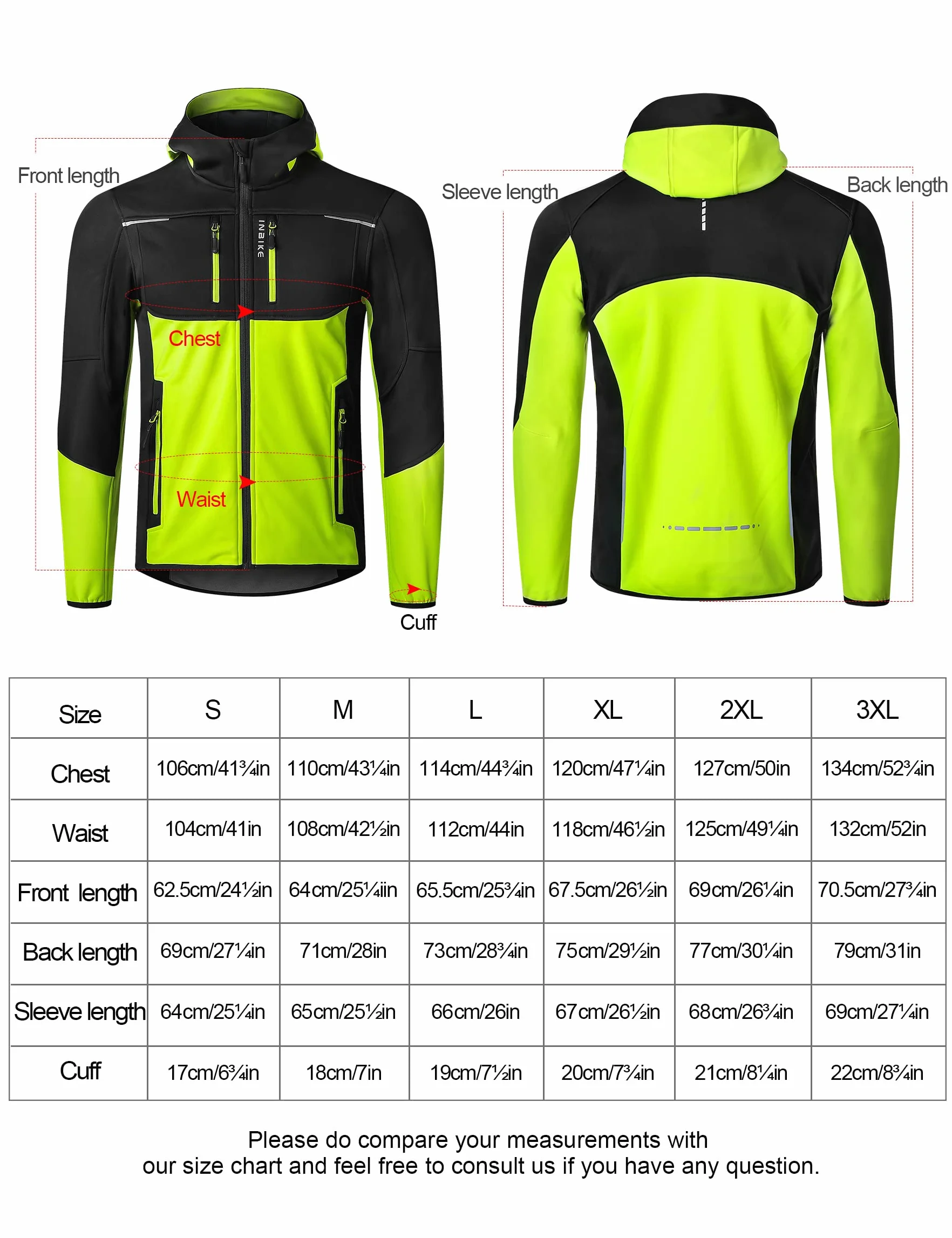 INBIKE Męska kurtka rowerowa, wodoszczelna, softshell, przejściowa, zimowa, funkcyjna, przeciwdeszczowa, turystyczna, oddychająca, ciepła