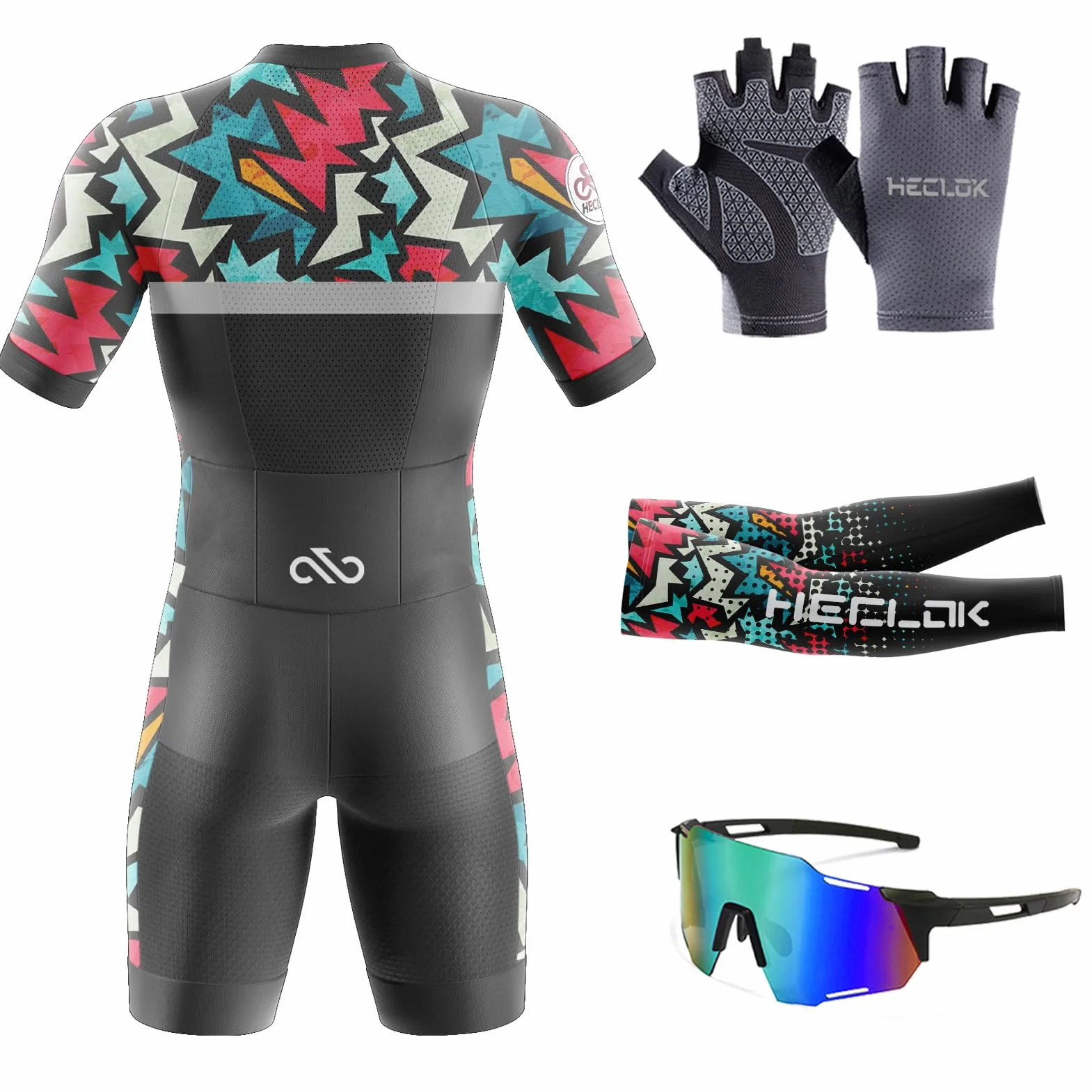 Triathlon Tri - męski kombinezon rowerowy Triathlon Speedsuit Triathlon Trisuit z krótkim rękawem - szybkoschnący, jednoczęściowy kombinezon do treningu rowerowego, wyścigu rowerowego na