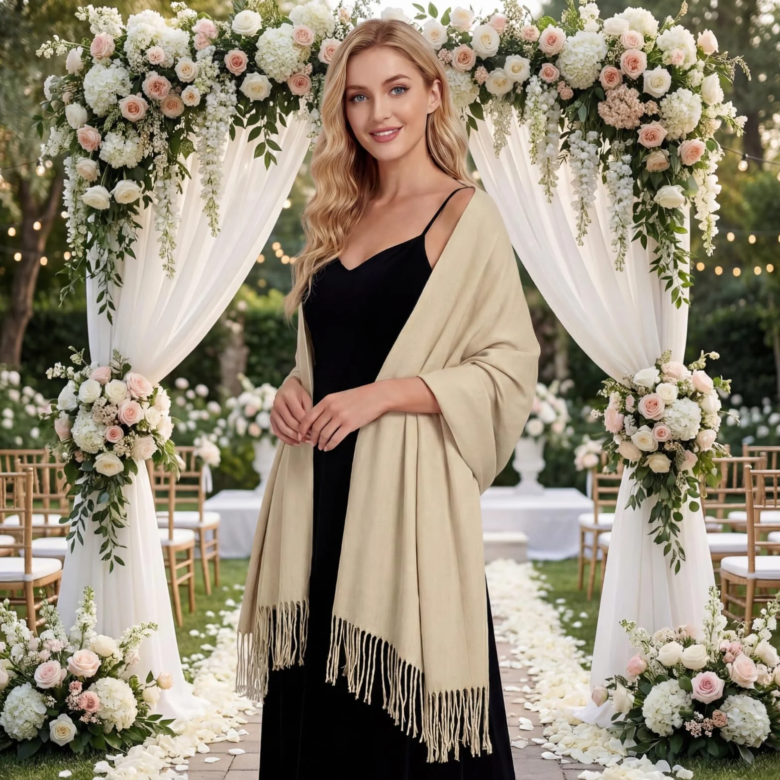 Pashmina szal damski na zimę, ciepły duży szal, dla kobiet, na ceremonie, 4, Rozmiar Uniwersalny