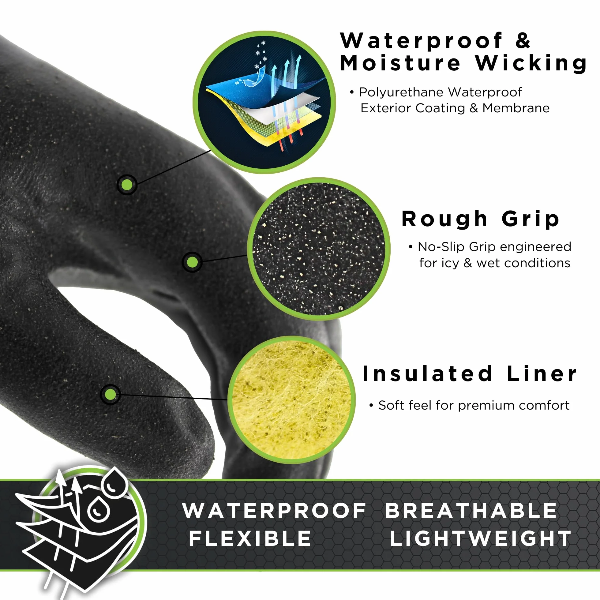 SHOWA 282-02 Waterproof Breathable Insulated Winter Snow Sports Glove with Extended Cuff, Medium (1 Pair)