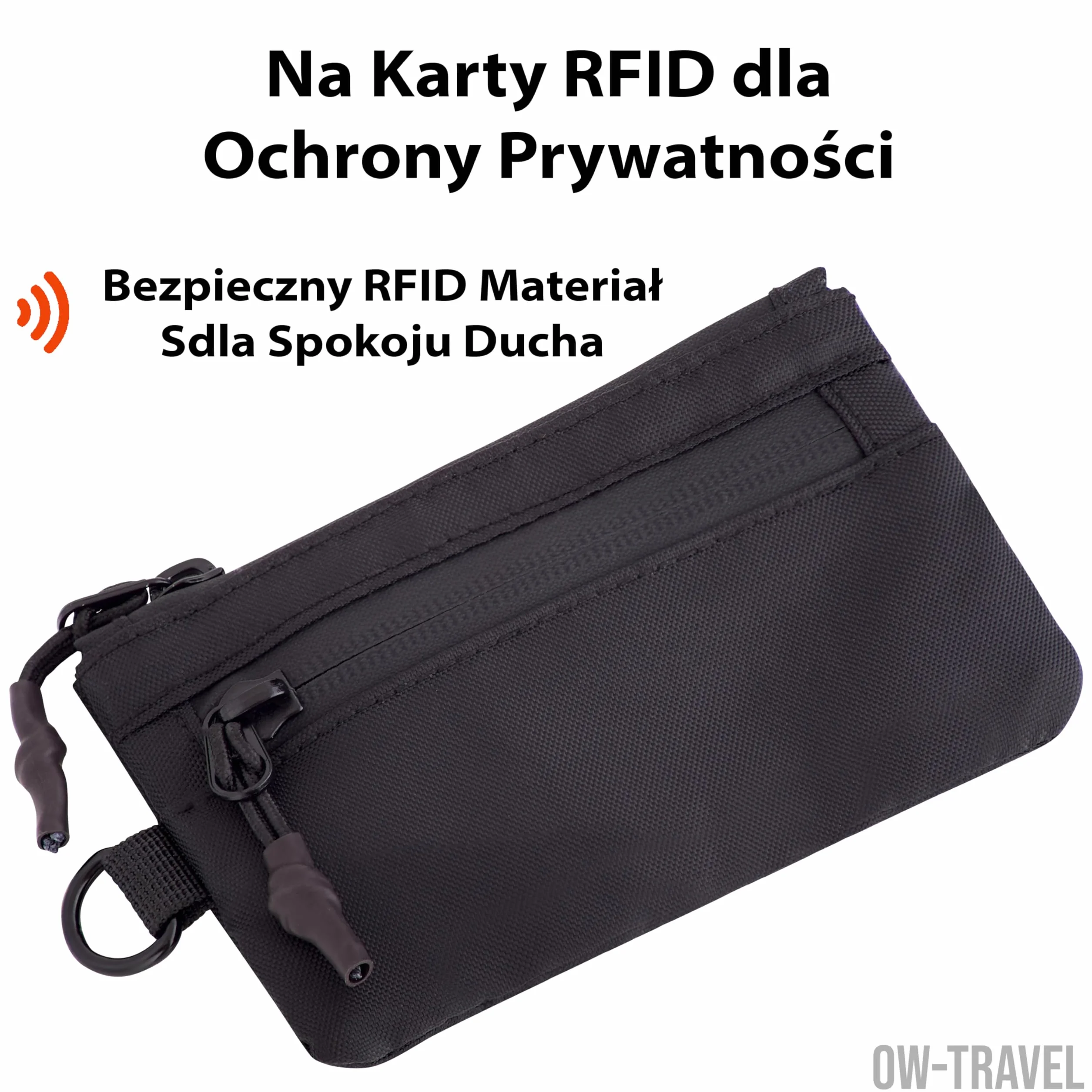 OW-Travel Mały Portfel Na Karty RFID z Kieszenią na Monety (Czarny) Portfel na Karty z Blokadą RFID. Bezpieczeństwo Portfela na monety i Spokój Ducha. Lekka I Minimalistyczna Konstrukcja.