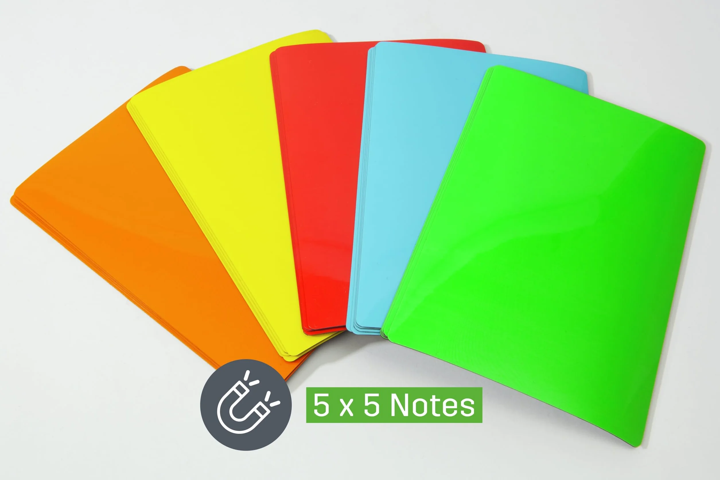 SIGEL MU103 Notes magnetyczne, 25 sztuk, 10 x 15 cm, po 5 sztuk w kolorach niebieski/żółty/zielony/pomarańczowy/czerwony, papier magnetyczny do pisania, do oznaczania i przymocowania do białych tablic