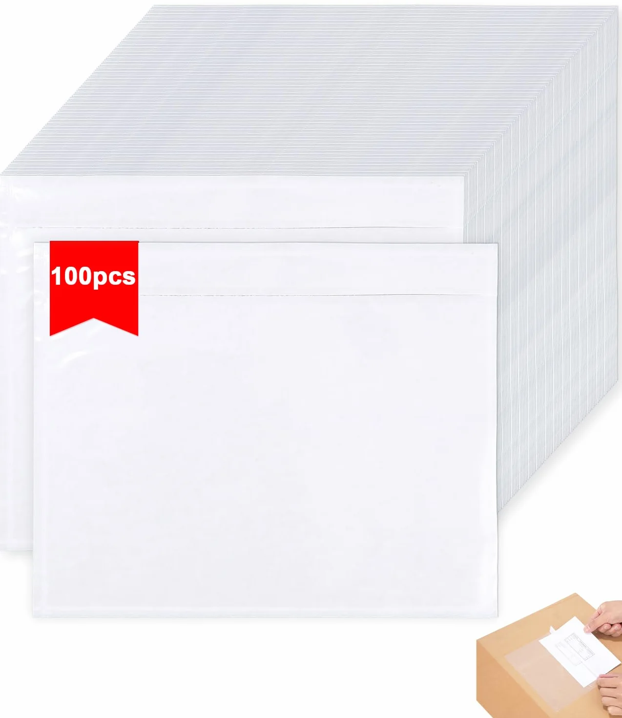 Samoprzylepne torebki na dokumenty wysyłkowe, A5, A6 DL, 250 x 170 mm, na listy przewozowe, dokumenty, rachunki (100)