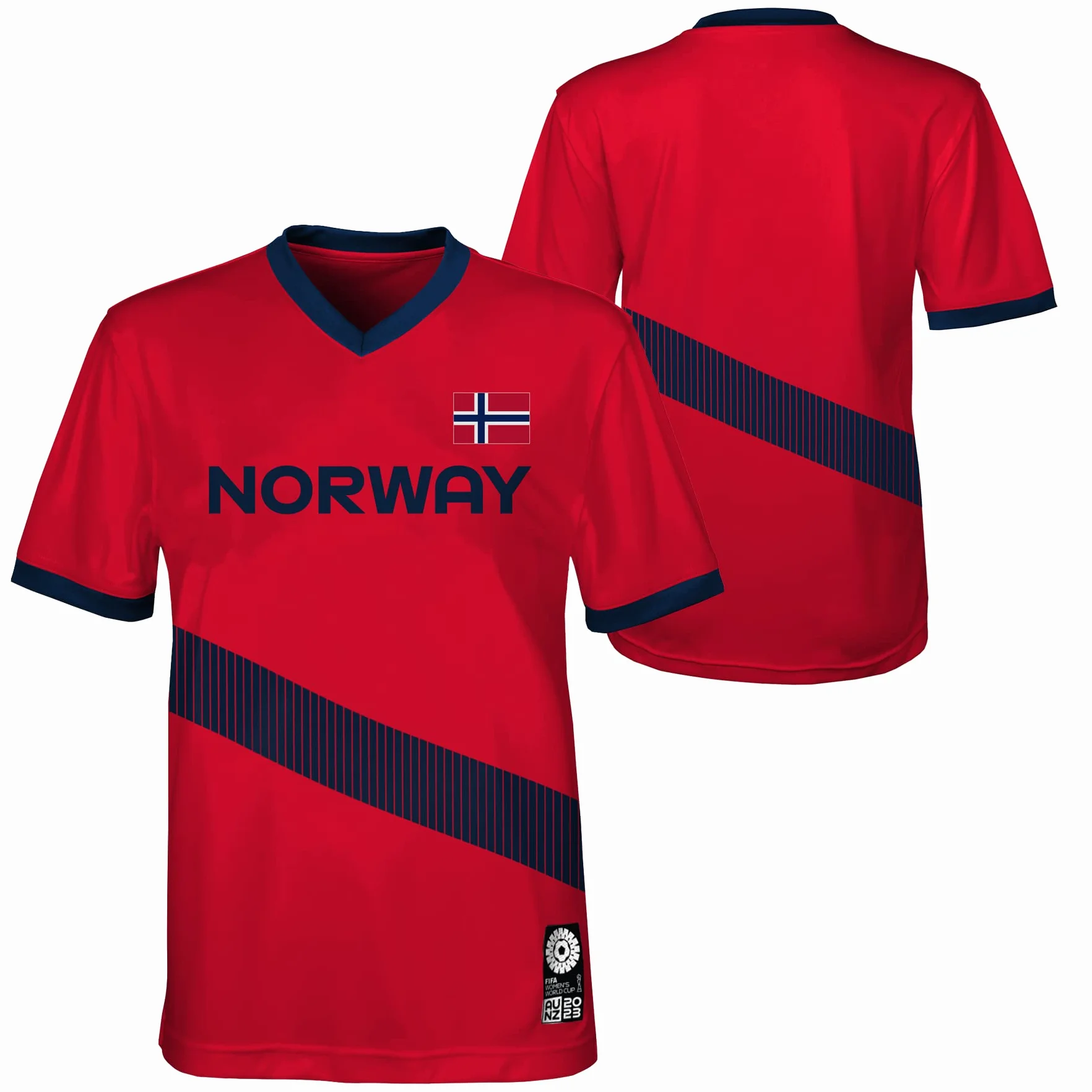 FIFA Oficjalna koszulka 2023 Mistrzostwa Świata w piłce nożnej kobiet w drużynie młodzieżowej, Norwegia koszulka unisex - dla dorosłych (opakowanie 1)