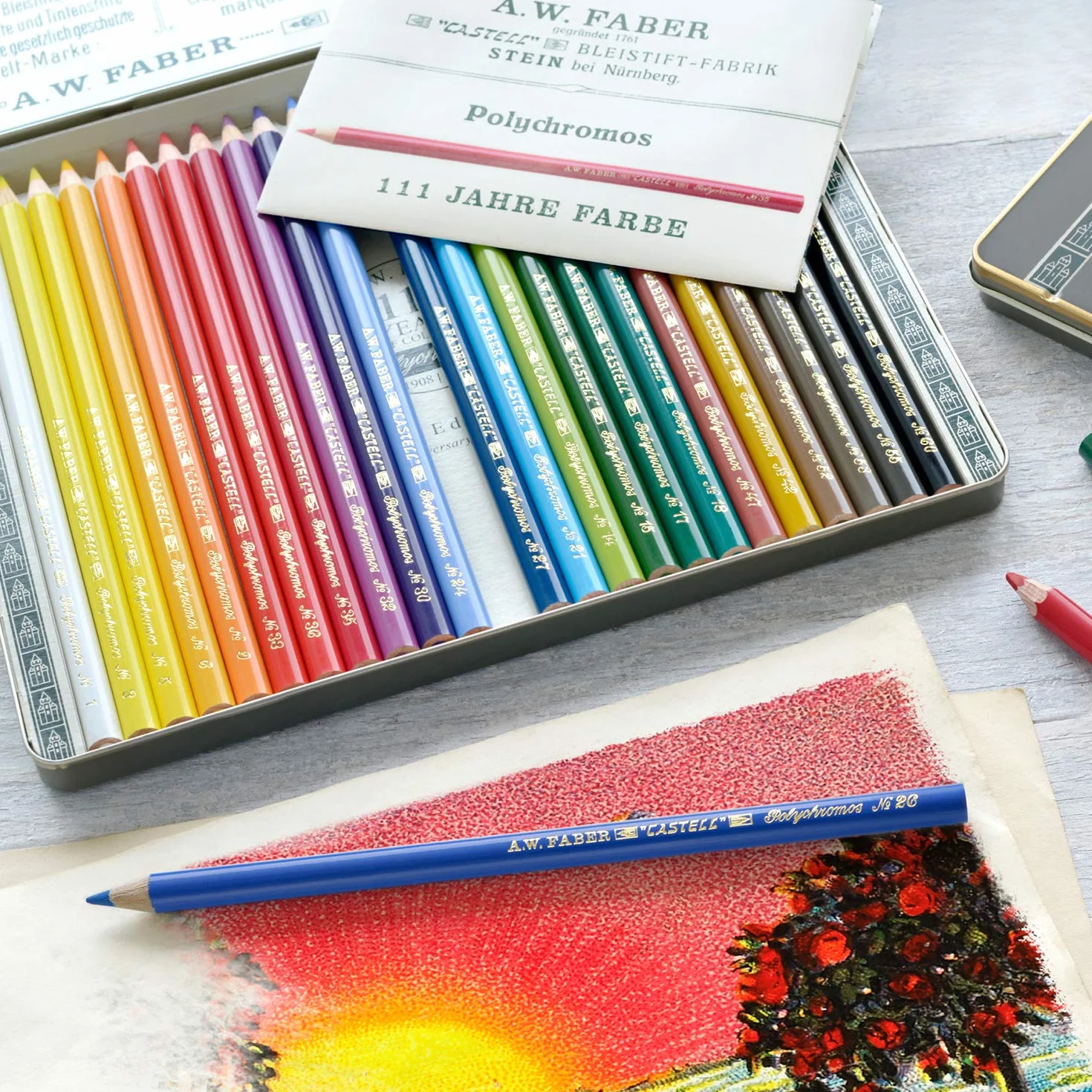 Faber Castell Limitowana edycja 111. rocznica - puszka z 12 ołówkami artystycznymi Polychromos