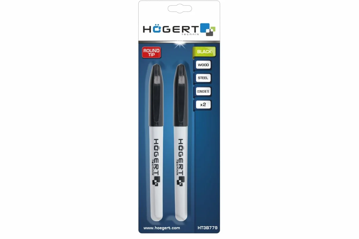 Högert Technik - Markery permanentne, 2 szt. - czarne - zestawy czarnych markerów - wodoodporny pisak do szkła, metalu, drewna i innych