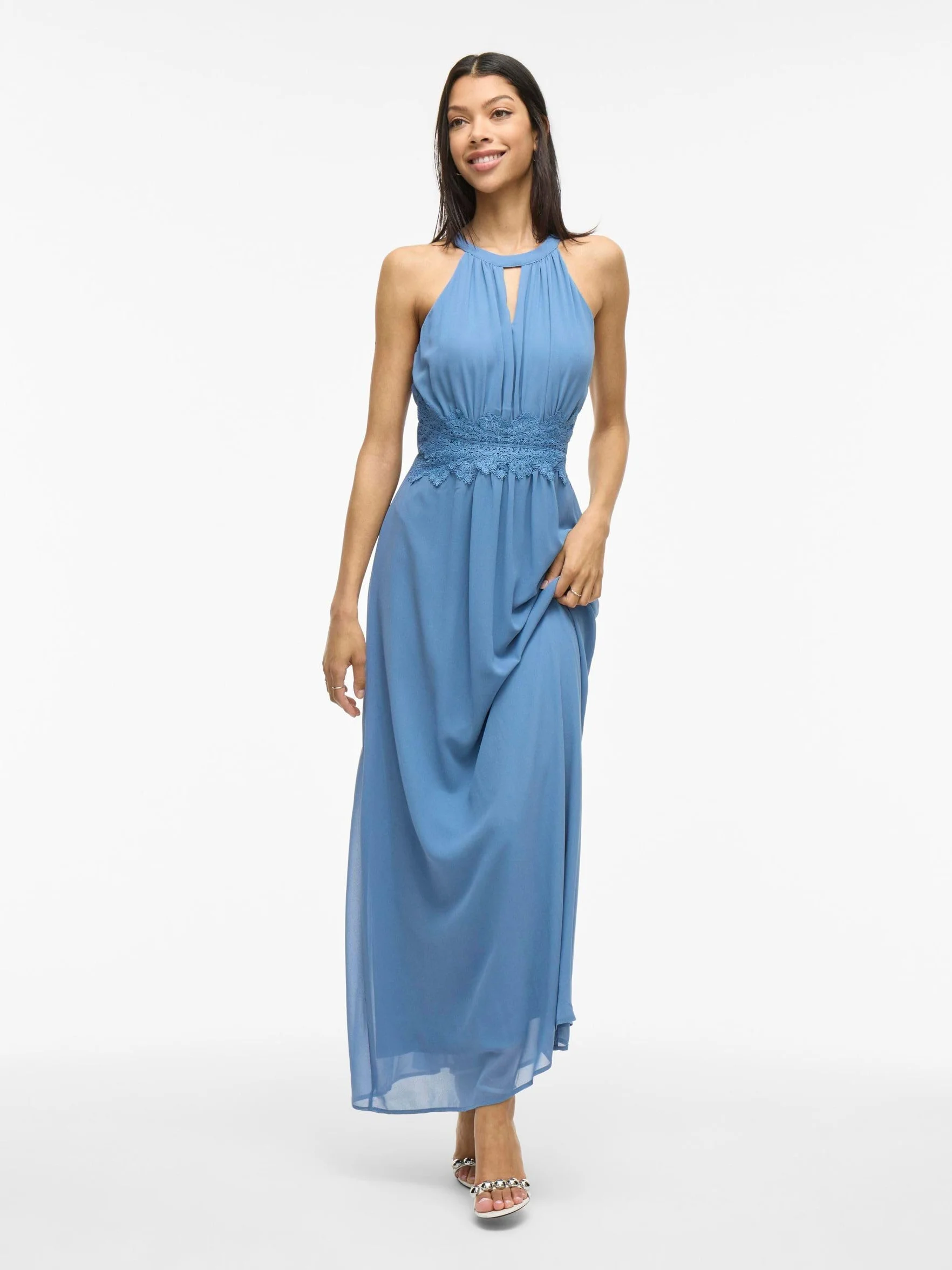 Vila Damska sukienka wieczorowa Vimilina z kołnierzem Maxi Dress-Noos