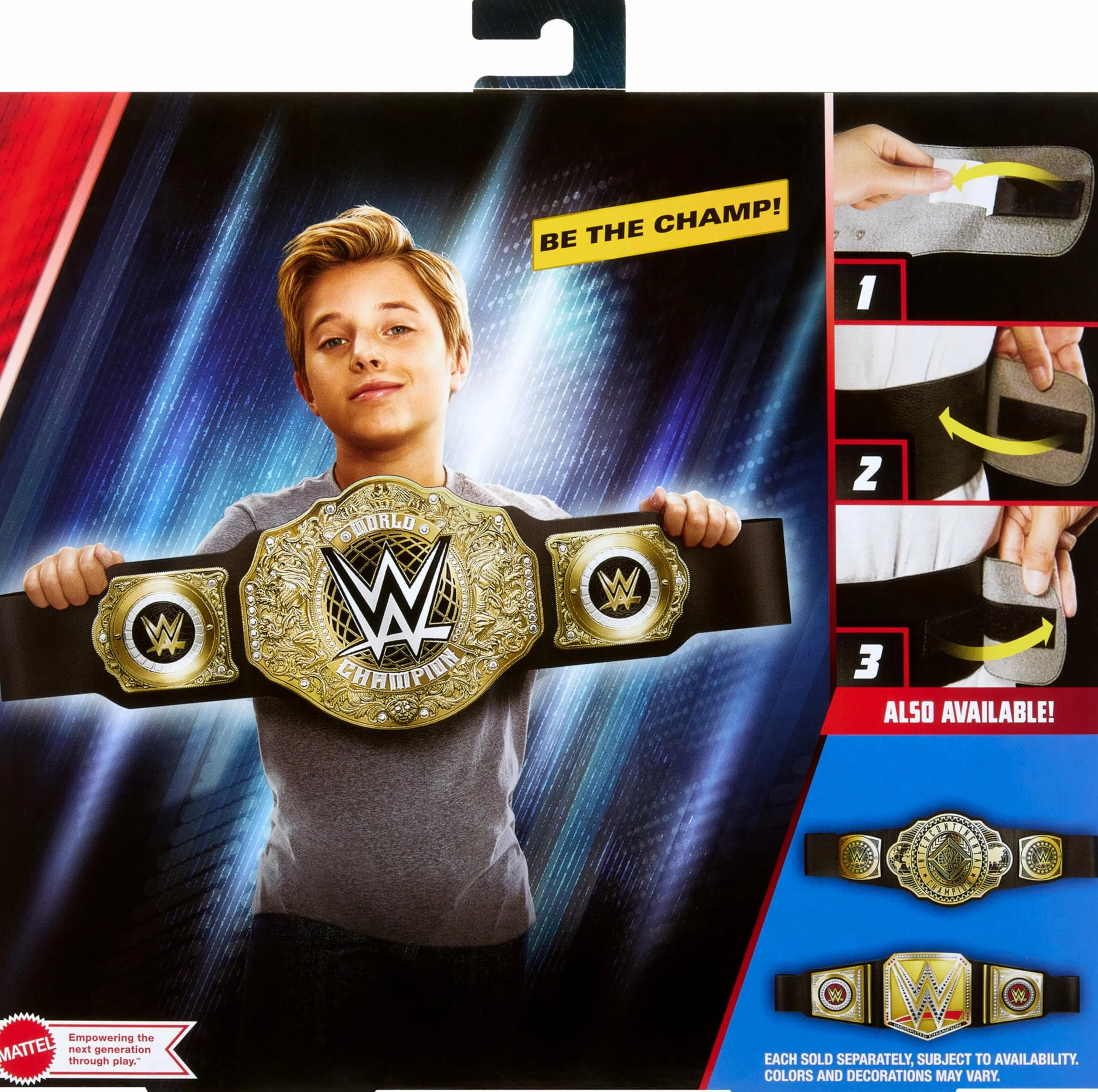 Mattel WWE Heavy Weight Mistrzostwa Świata Pas WWE, imitacja mistrza świata w wadze ciężkiej, imitacja i przebranie, pasek ze skóry PU ponad 90 cm z wyjątkowym dopasowaniem, HYF18