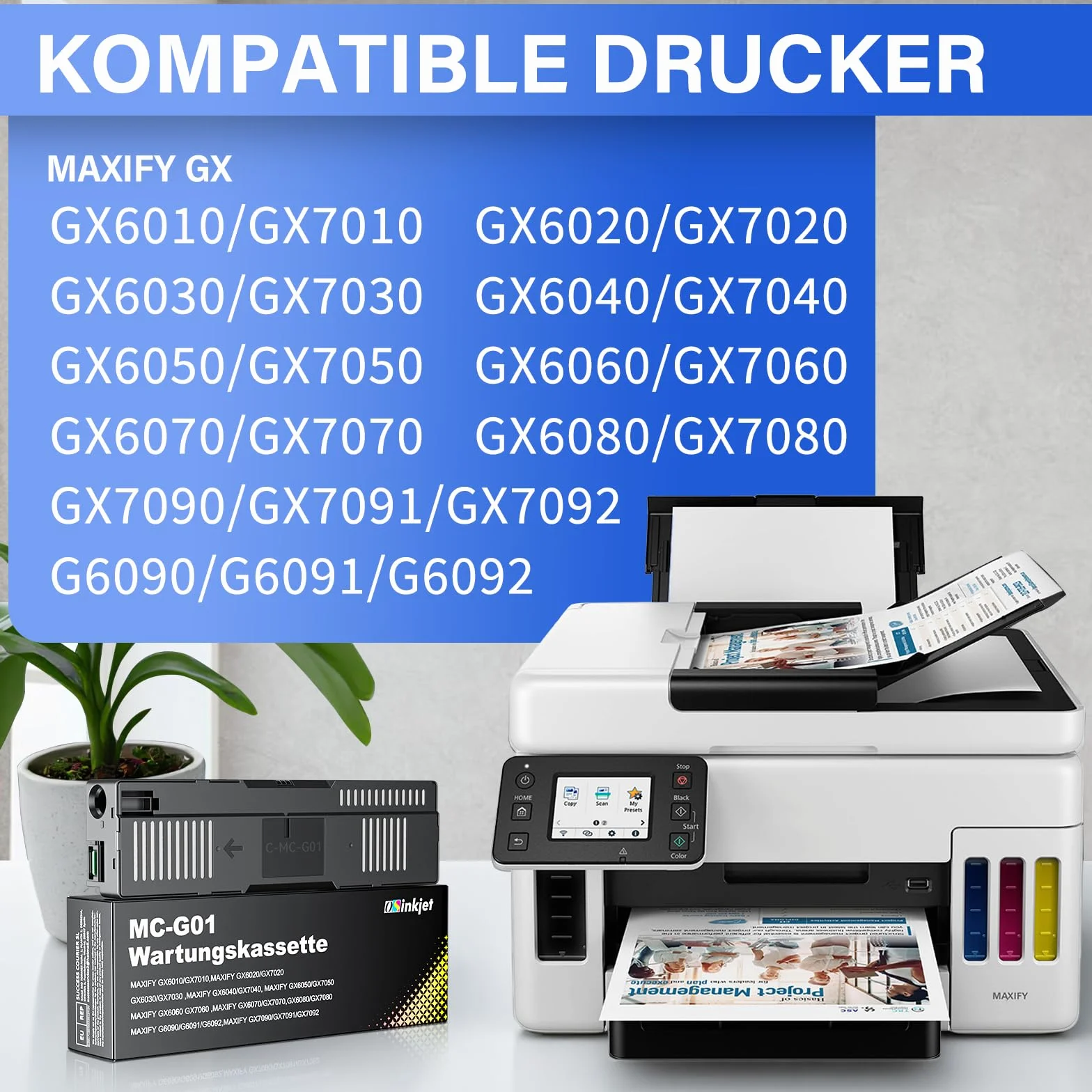 MC-G01 wkład konserwacyjny kompatybilny z Canon Maxify GX6050 GX7050, kaseta konserwacyjna MC-G01 do Maxify GX6010 GX7010 GX6020 GX7020 GX6030 GX7030 GX6040 GX7040 GX6060 GX7060