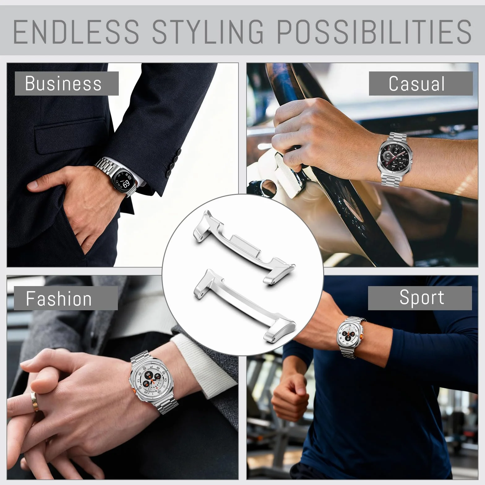VOSSOT 22mm Bransoletka do zegarka Złącze Kompatybilne z Samsung Galaxy Watch 8 (40 mm/ 44 mm)/Watch 8 Classic Złącze do zegarka Adapter Bransoletka ze stali nierdzewnej Złącze metalowe Adapter