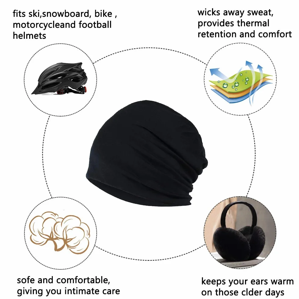 Slouchy Beanie czapka - Chemo Cancer nakrycie głowy z bawełny, czapka do spania, turban, nakrycie głowy, muzułmańska chusta na głowę dla kobiet i mężczyzn