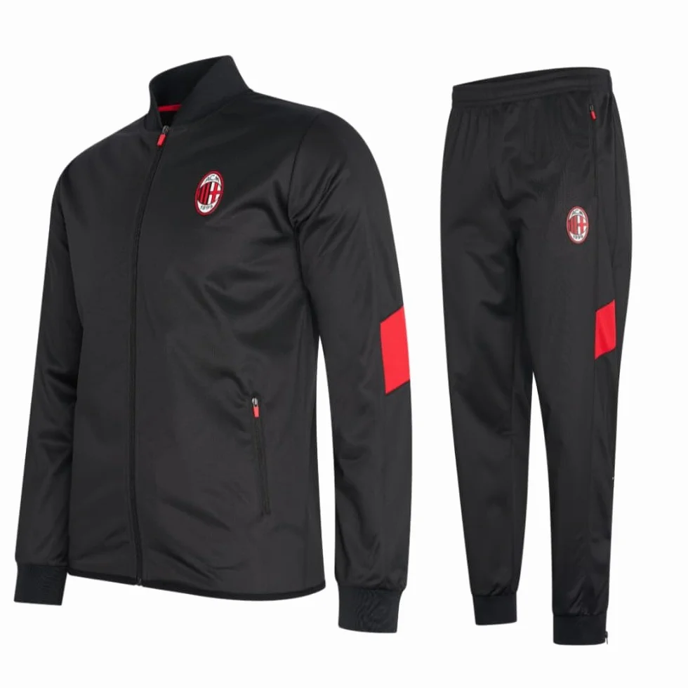 Dres treningowy AC Milan dla dzieci - czarno/czerwony - rozmiar 116 do 164 - dres piłkarski dla chłopców i dziewcząt
