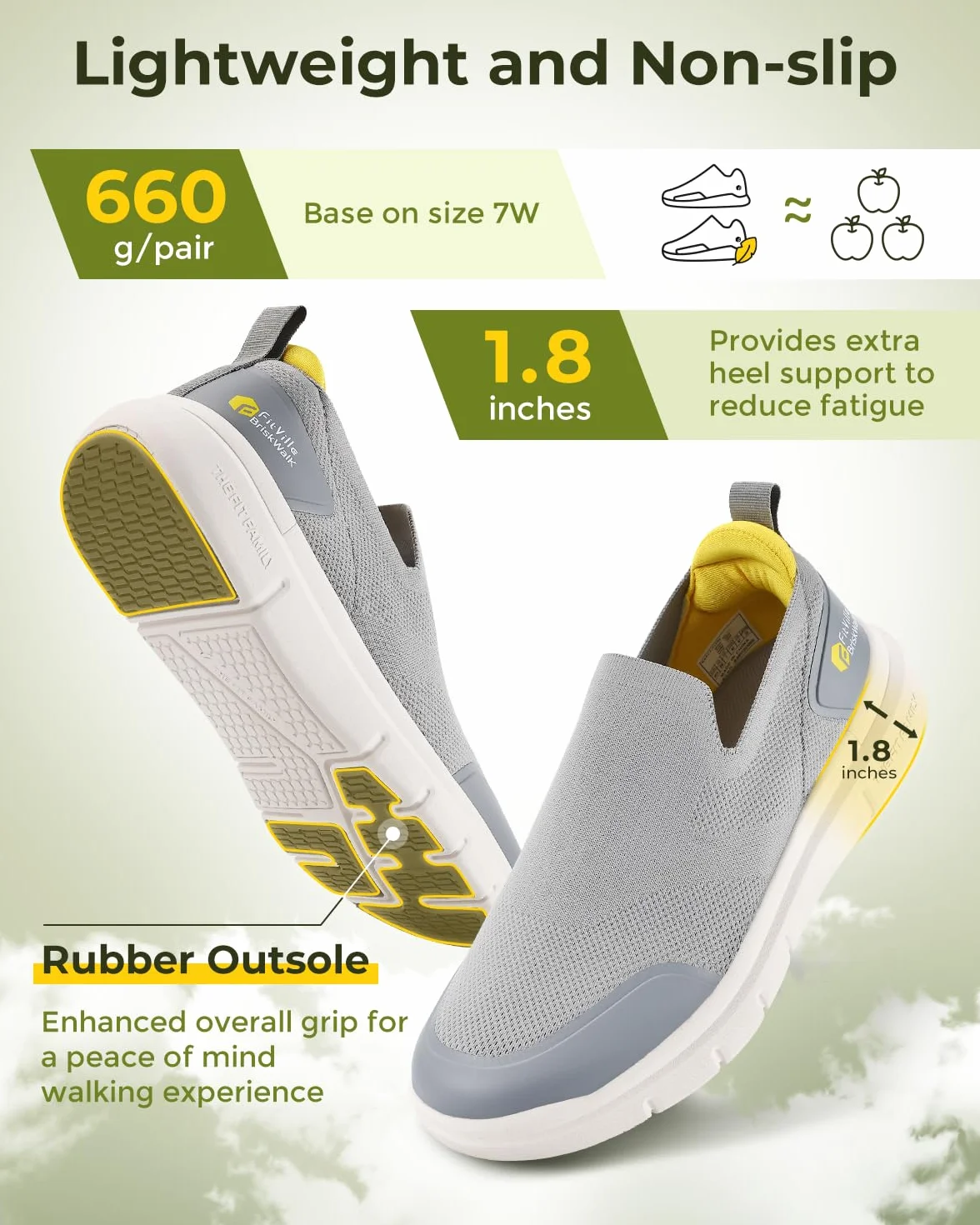 Fitville Męskie Wsuwane Trampki Bardzo Szerokie Lekkie Wsuwane Buty Męskie Bardzo Szerokie Oddychające Trampki Buty Do Chodzenia