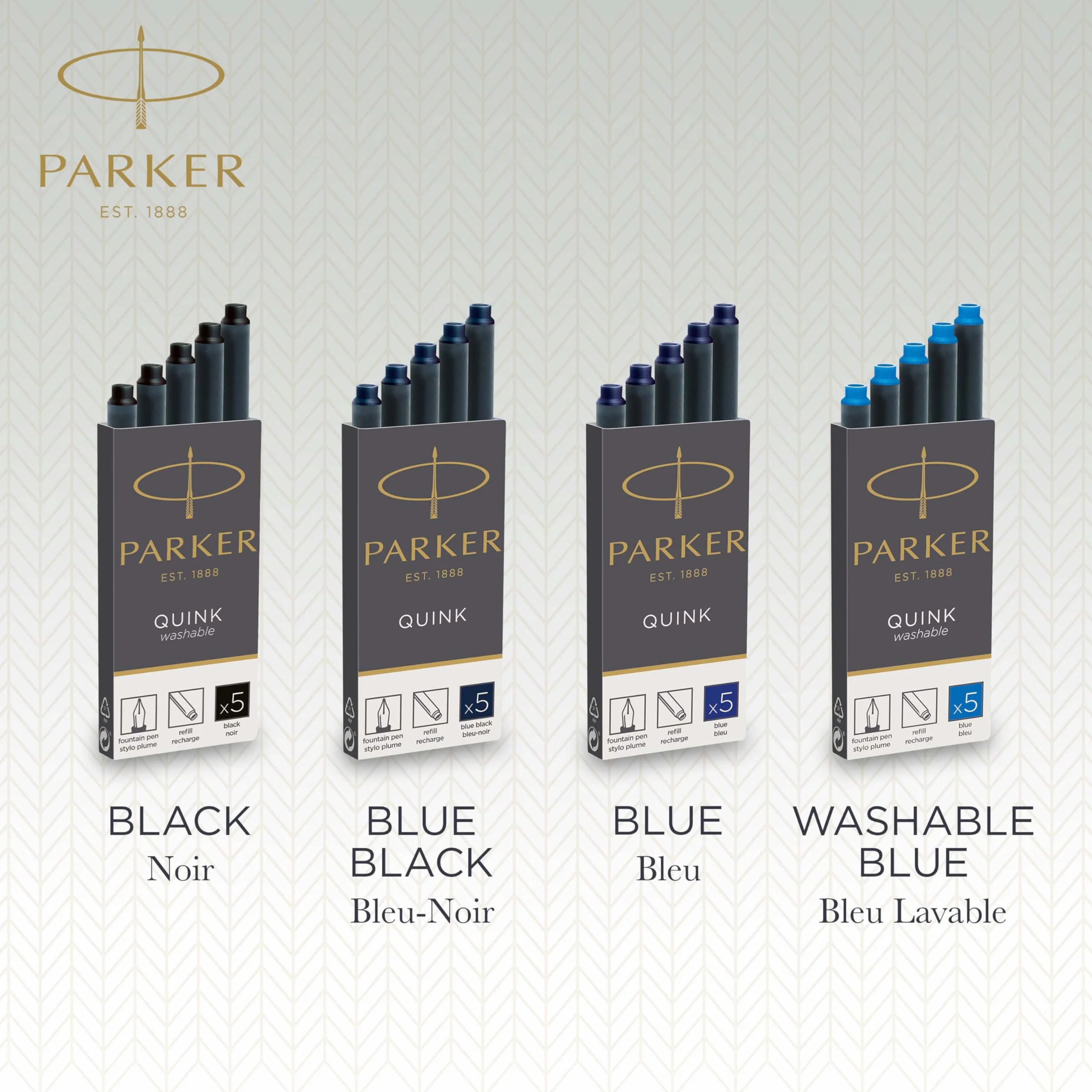 Parker Quink 1950208 Naboje do Pióra, Niebieski, 5 Sztuk