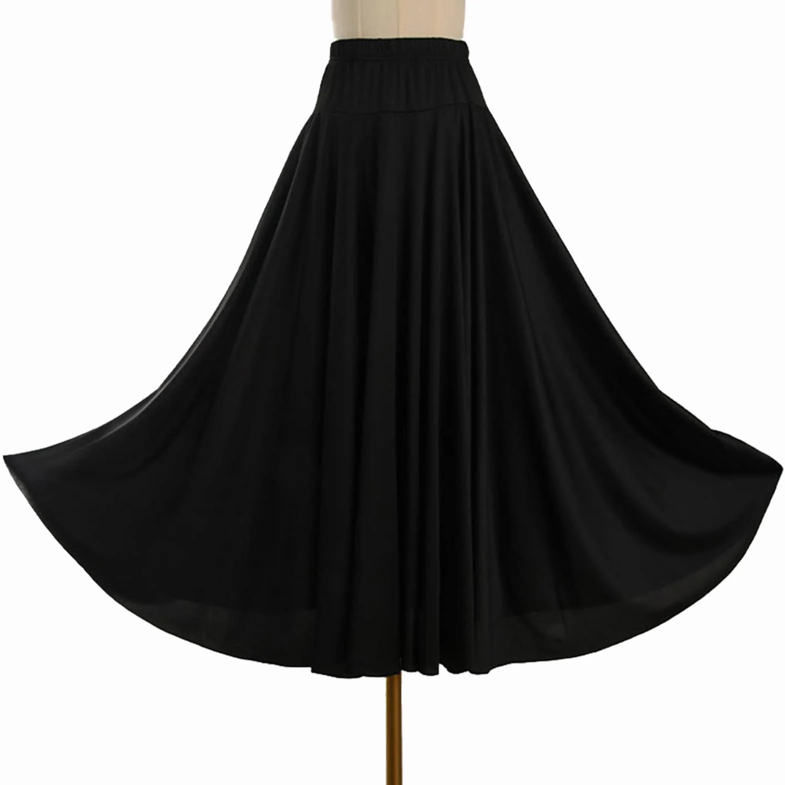 CHICTRY Damska spódnica do tańca, jednokolorowa, flamenco dance, długa spódnica maxi, plisowana spódnica tango, latynoski, walc, taniec brzucha, bal, kostium na konkurs