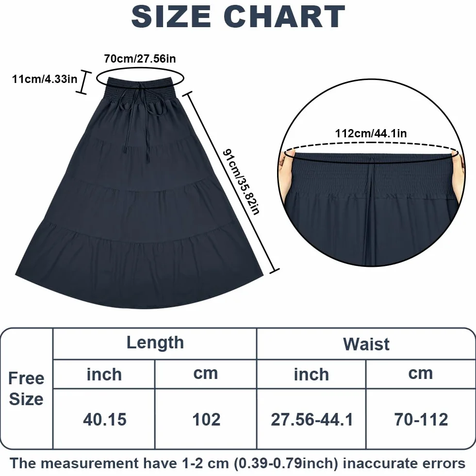 Długie spódnice dla kobiet, zwiewna, elastyczna talia, plisowane spódnice o linii A, ze sznurkiem, na co dzień, wygodna, boho, damska, 5 cm, 1, spódnica maxi z wysokim stanem, na plażę, na co