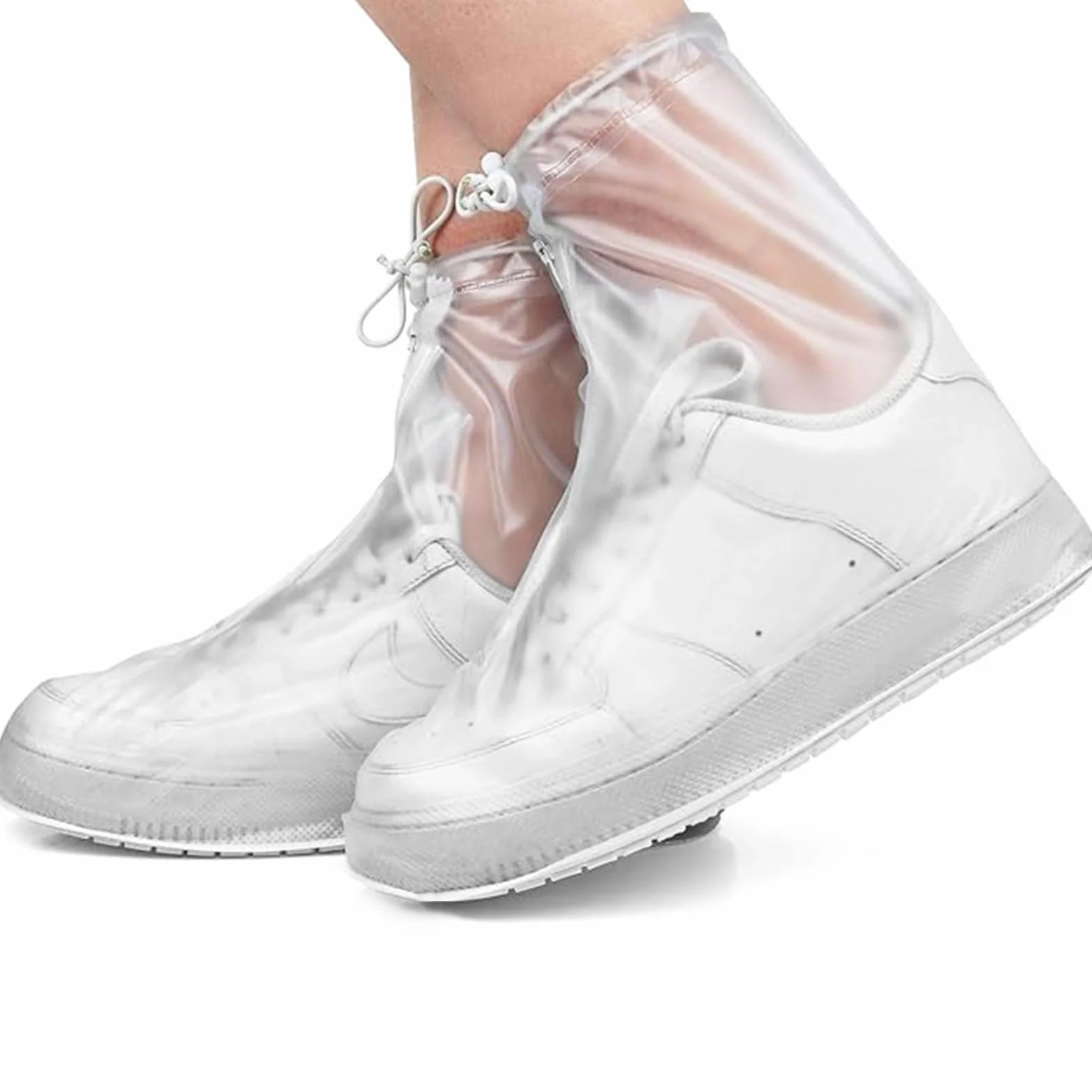 Wodoszczelne ochraniacze na buty, pokrowce na buty wielokrotnego użytku, przezroczyste, z zamkiem błyskawicznym, antypoślizgowe, składane ubranie przeciwdeszczowe dla kobiet i mężczyzn