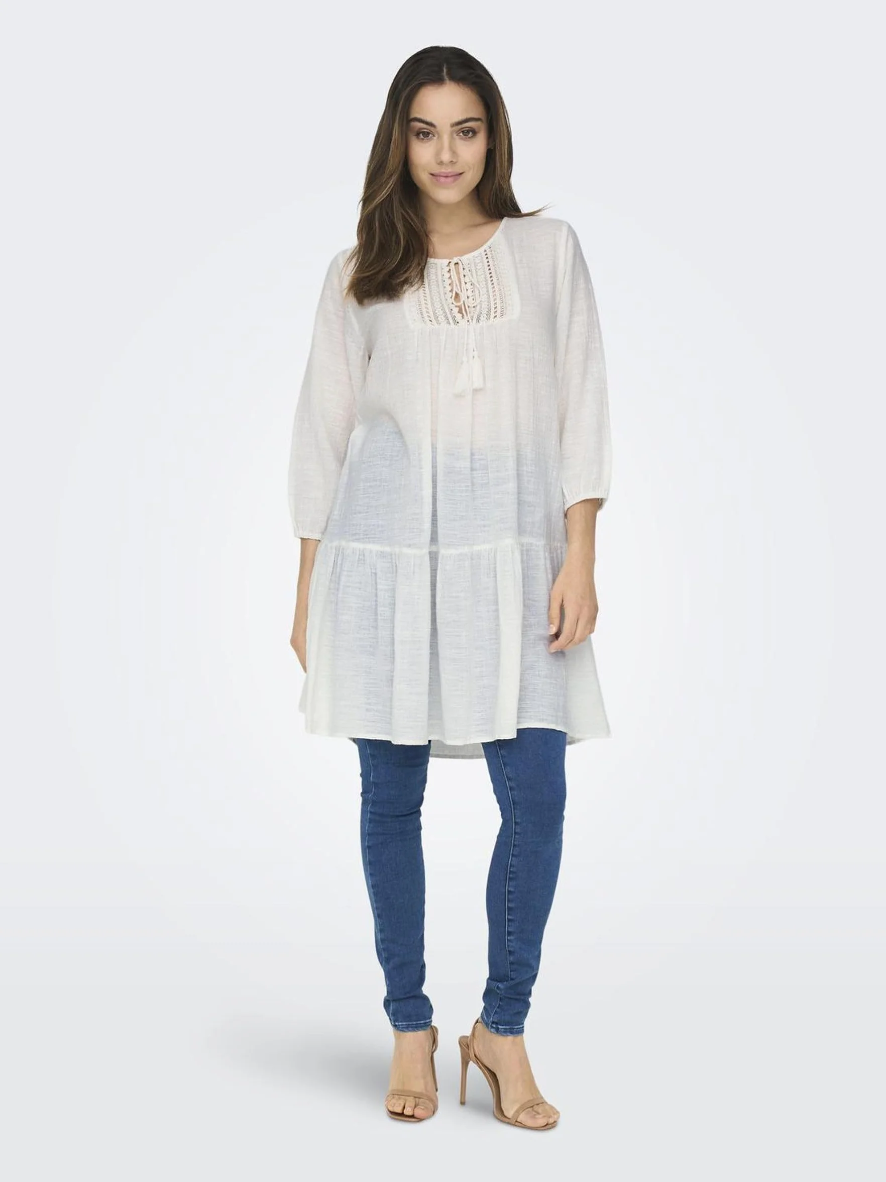ONLY sukienka tunika Kobiety Onlvinnie Life 3/4 Lace Tunic Wvn Noos