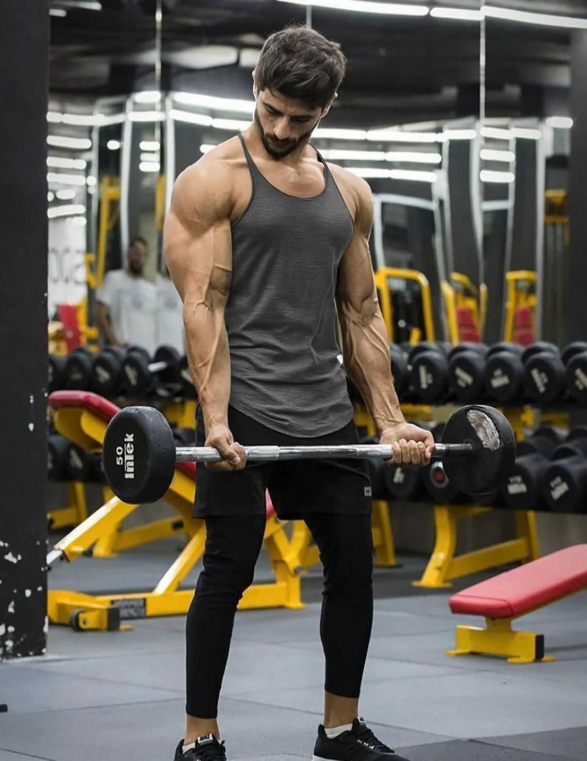 Muscle Cmdr Męska koszulka na ramiączkach, koszulka na ramiączkach, Y-Back Gym Fitness