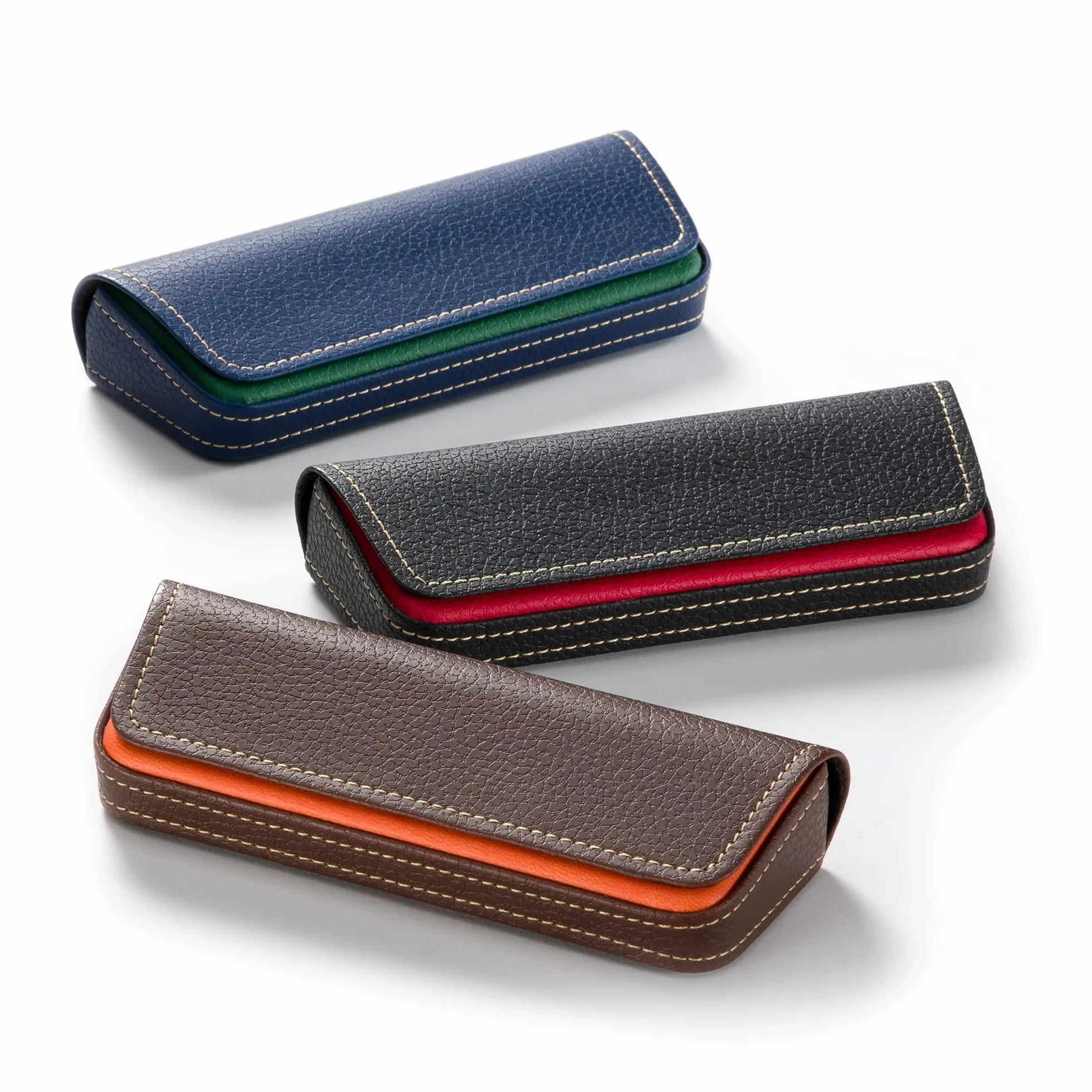 FEFI - Eleganckie etui na okulary w dwóch tonach skóry, ZIELONY, M