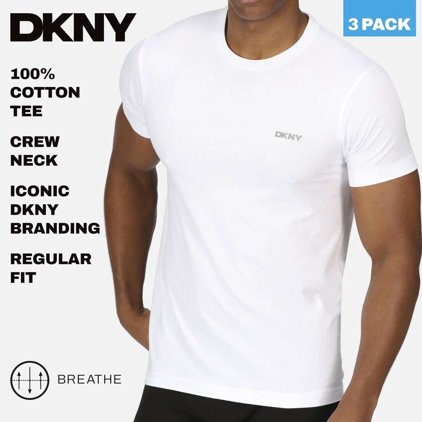 DKNY Męska koszulka 3-pak 100% bawełna, oliwkowa/antracytowa/granatowa, XL