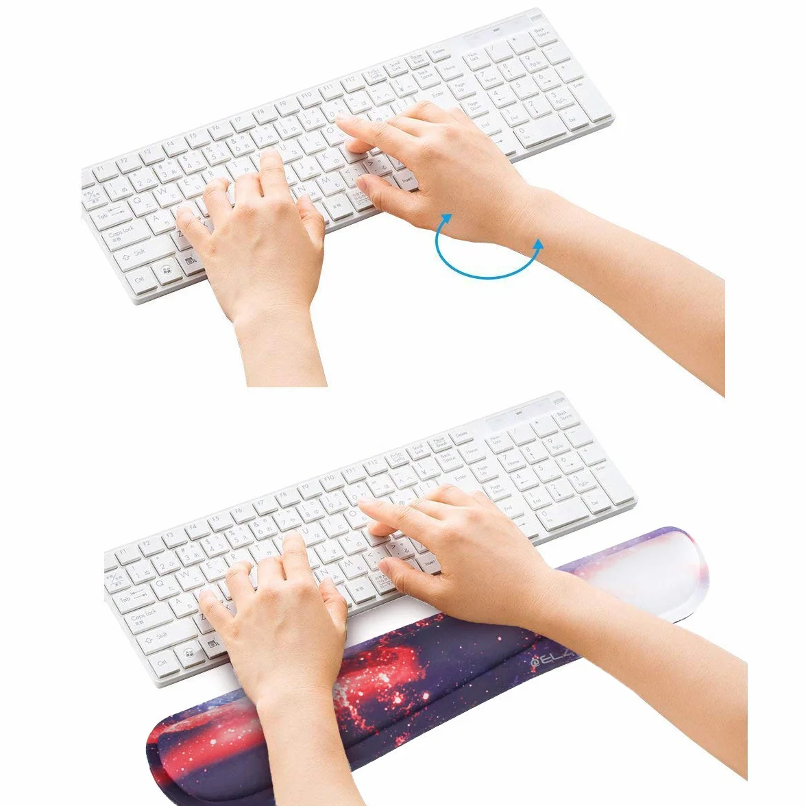 ELZO Podkładka pod nadgarstek do klawiatury z wygodną wyściółką i antypoślizgową gumową podstawą, ergonomiczna dla PC i laptopa Mac