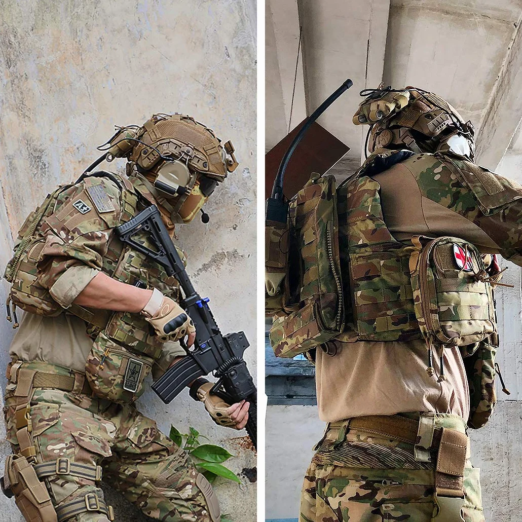 IDOGEAR G3 Męskie Koszule bojowe z Ochraniacze na łokcie szybkoschnący 1/4" Zipper Koszule Z Długim Rękawem Odzież taktyczna