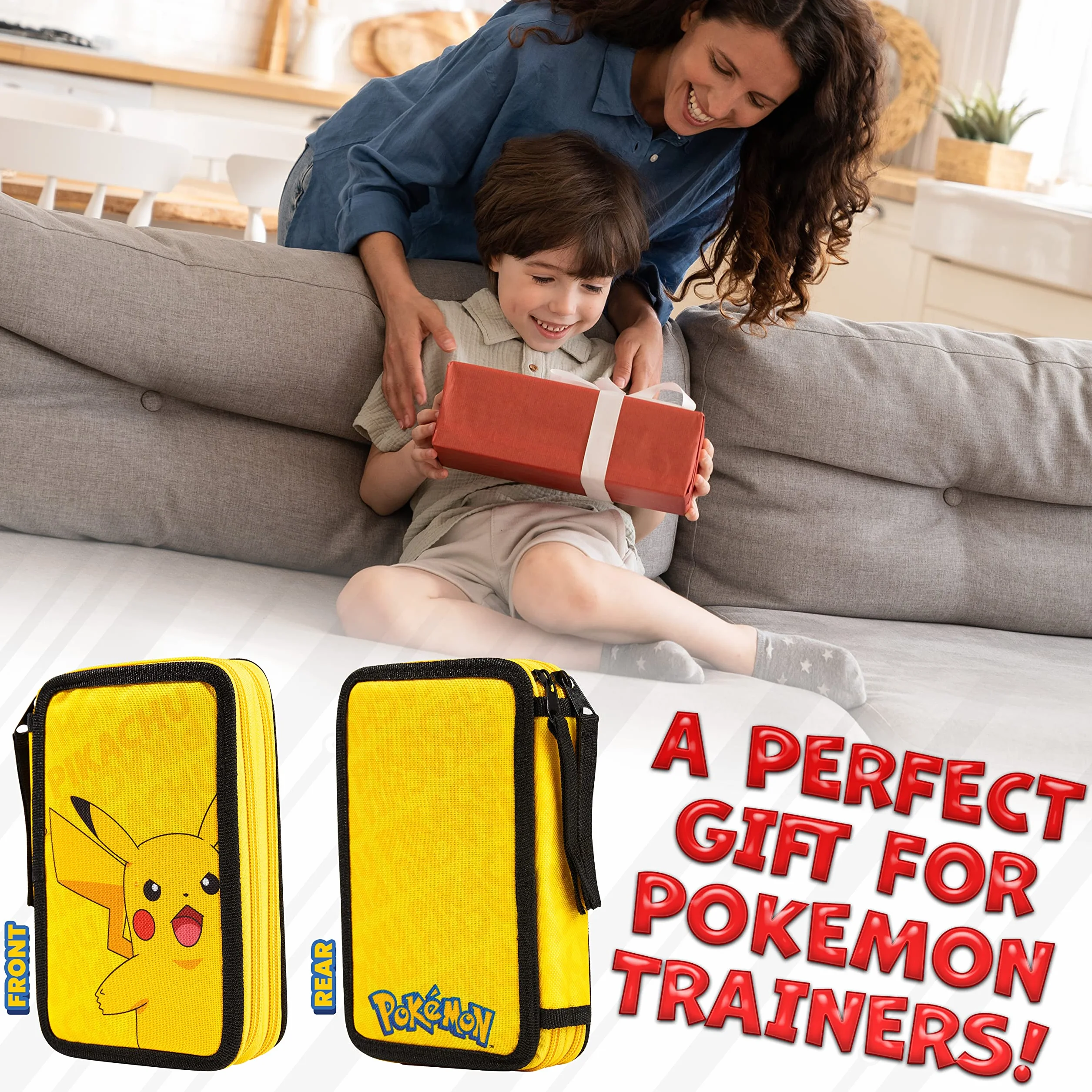 Pokémon Piórnik szkolny dla dzieci 2 przegródki i przybory szkolne Pikachu