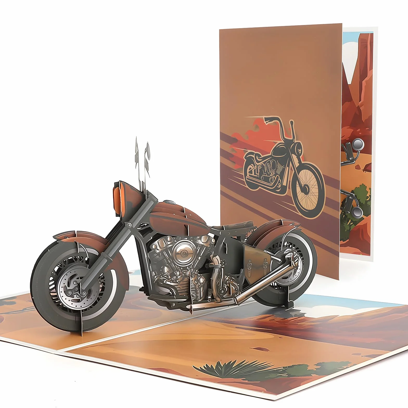 Kartka urodzinowa dla mężczyzny z motywem motoru 3D Pop Up – wzór 3D Cruiser z papierem laserowym, wysokiej jakości kartka urodzinowa dla mężczyzn, jako prezent dla ojca, taty, rowerzysty