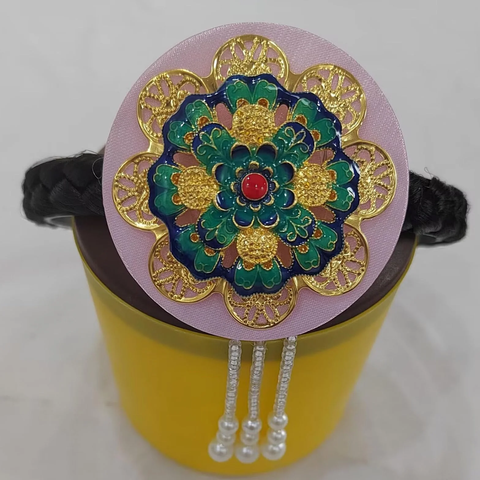 Koreańskie style kwiatowe perły opaska na głowę wygodne i stylowe nakrycie głowy Hanbok akcesoria na festiwale i uroczystości